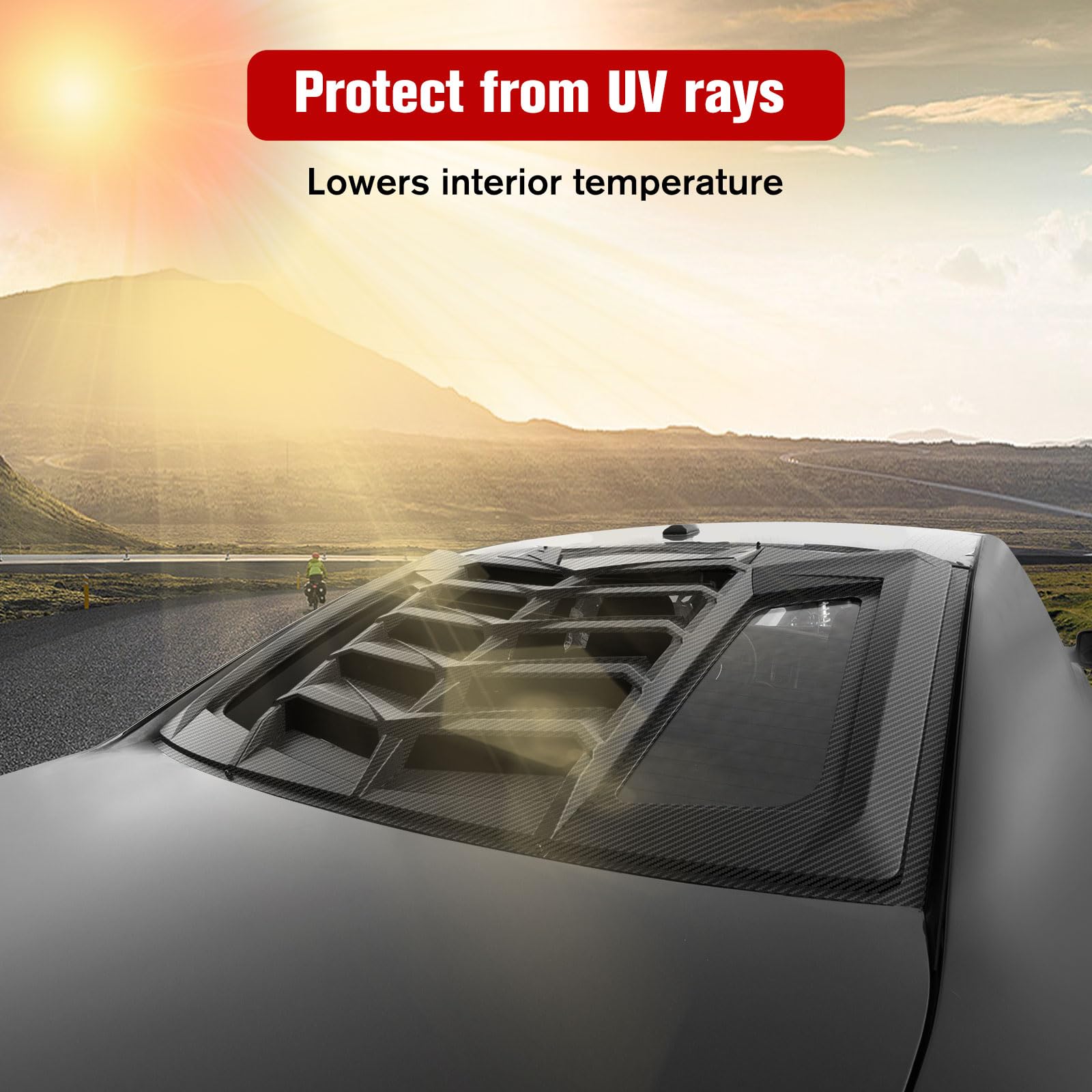 2011-2023 Dodge Charger Window Louvers - Lamborghini Style Rear Windshield Sun Shade Cover for SXT/GT/R/T/Scat Pack/SRT Hellcat/Widebody/Redeye/Daytona Models | All-Weather ABS Carbon Fiber Design | Perfect for Summer Sun Protection & Car Show Customization