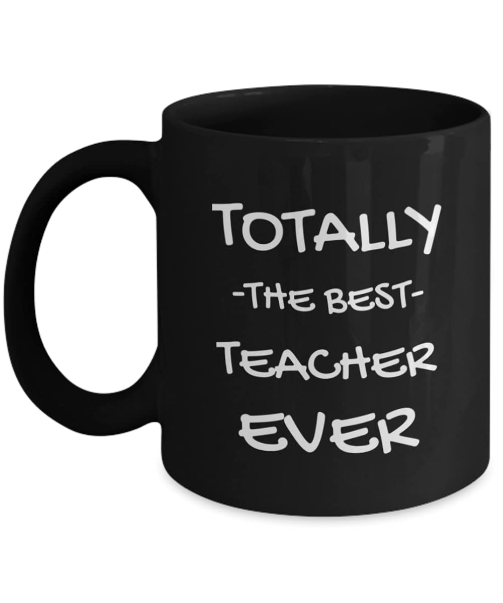 Zapbest Best Teacher Ever Coffee Mug - 11 Oz Black Porcelain Funny Quote Gift for Teachers, Educators, Professors | Perfect for Teacher Appreciation Day, Retirement Gifts, and Classroom Use