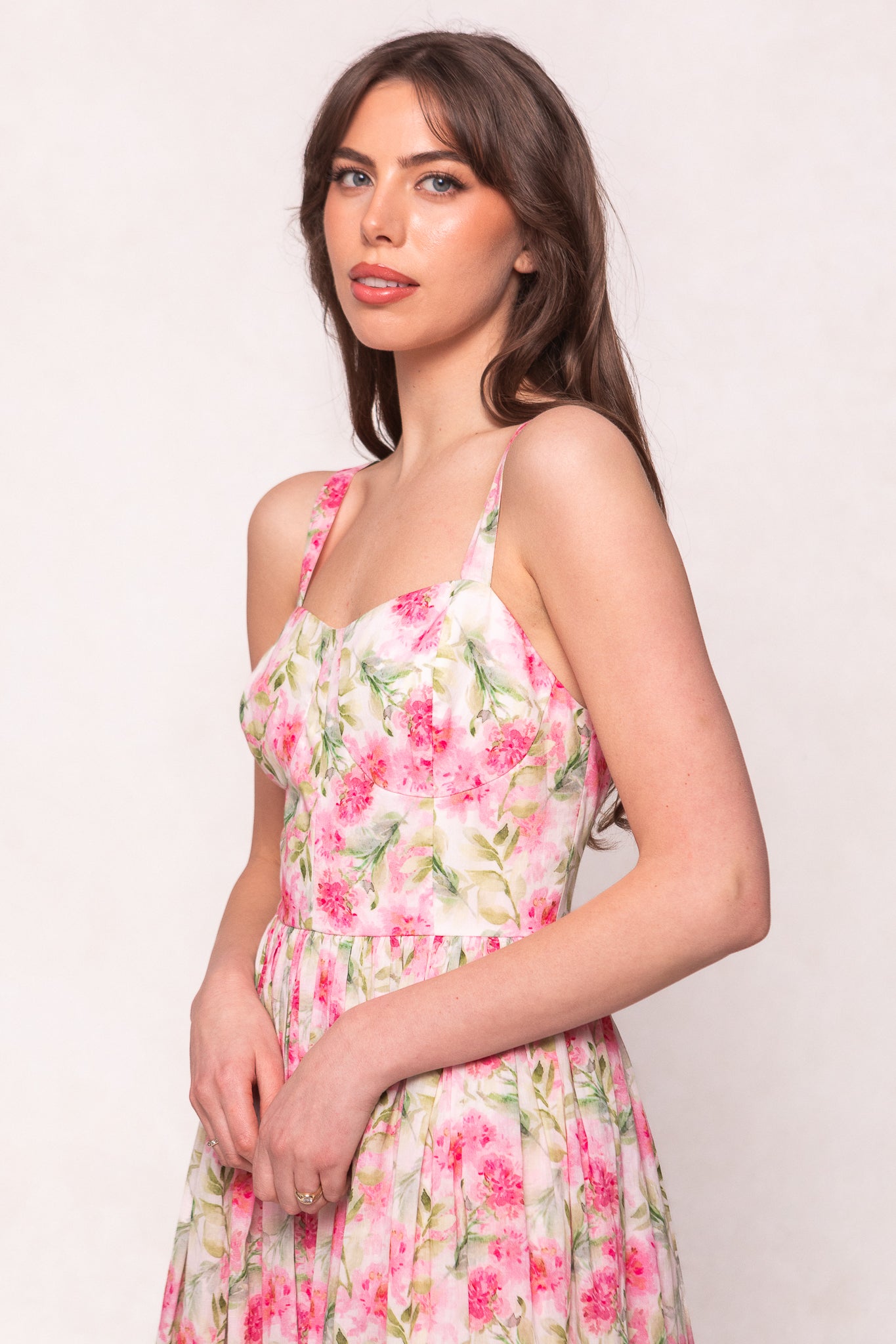 Elegant Pink Floral Ballerina Tank Dress for Women - Perfect for Summer Outfits, Beach Vacations & Casual Wear