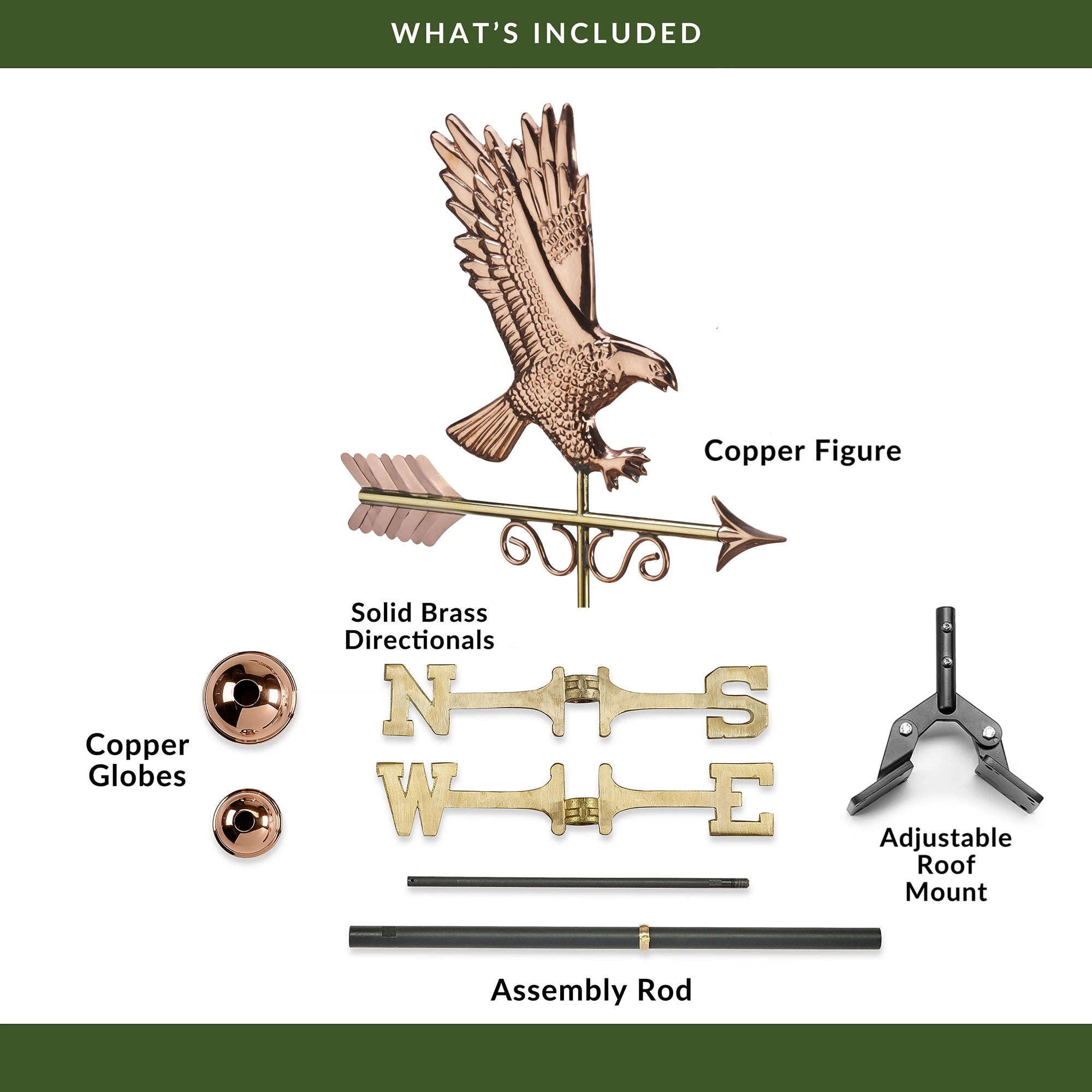 Majestic Eagle Weathervane - Handcrafted Copper Outdoor Decor for Garden, Roof & Farmhouse - Perfect for Rustic Home & Countryside Aesthetic