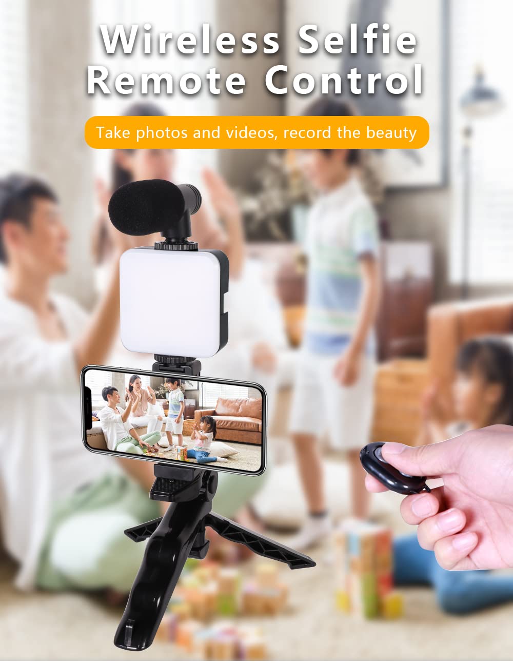 Samadex Vlogging Kit - Portable Microphone with LED Light & Stand for Smartphone Recording - Perfect for YouTube & TikTok Videos