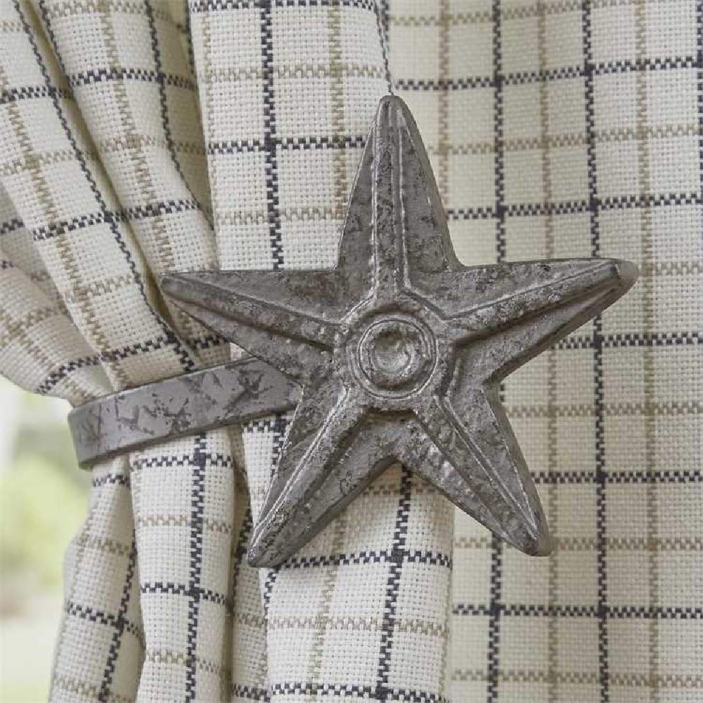 Park Designs Star Curtain Tie Back Pair - Galvanized Metal Hooks for Window Drapes | Elegant Home Decor for Living Room & Bedroom