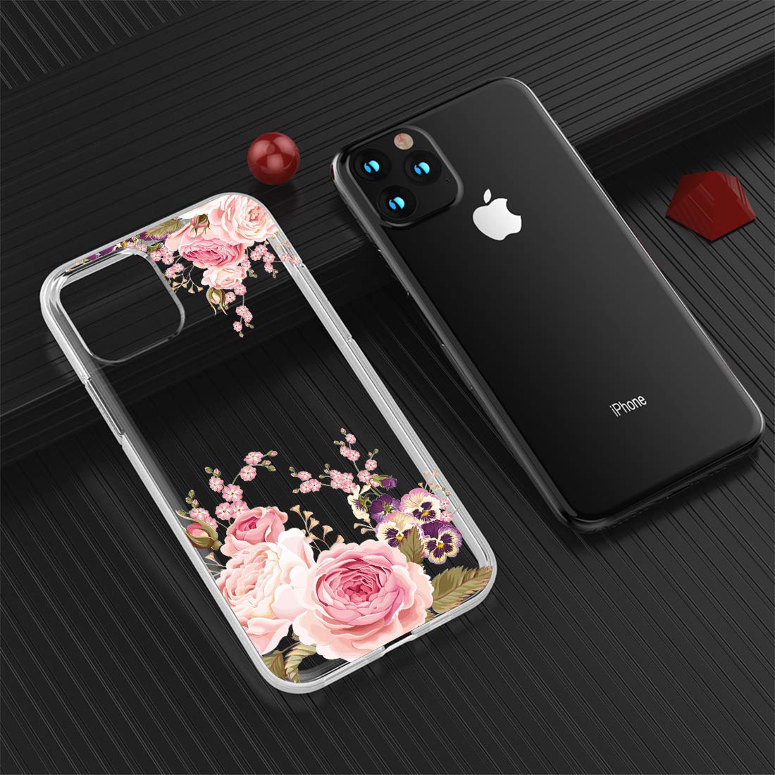 Slim Shockproof Clear Floral TPU Phone Case for iPhone 11 Pro Max 6.5 Inch (Rose Flower) - Durable Flexible Soft Cover Compatible with iPhone 11 Pro Max 2019 - Perfect for Everyday Protection & Stylish Outfits