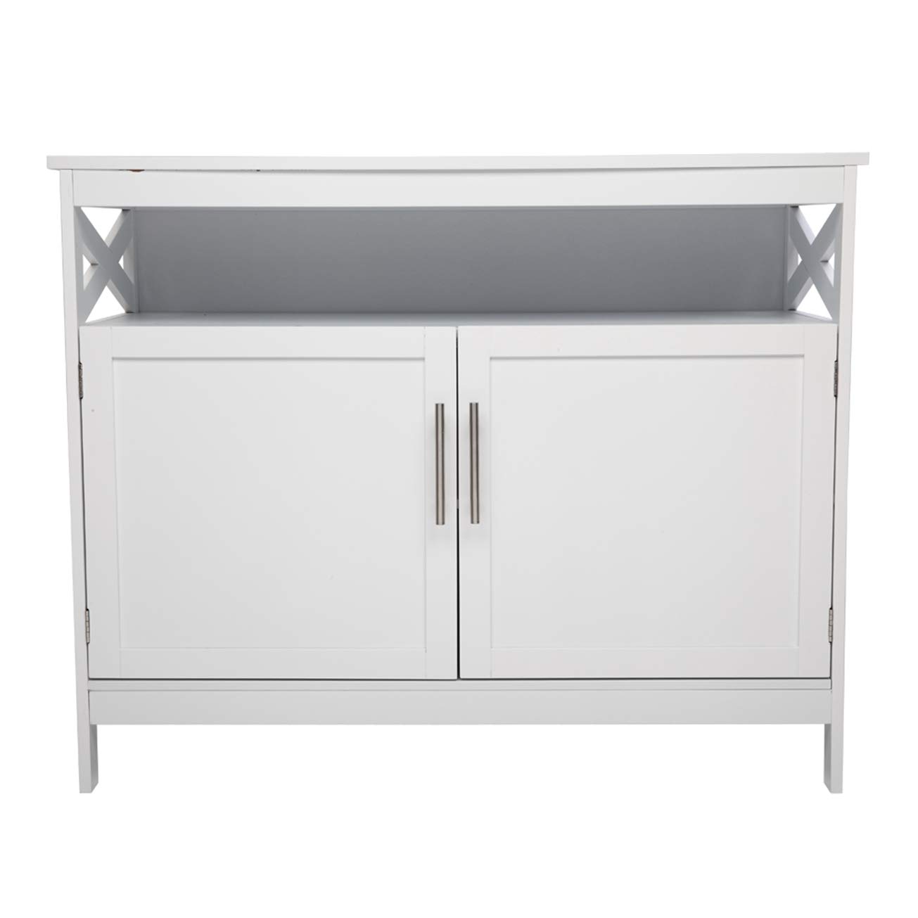FCH White Double Door Side Cabinet with Partition - Storage Cabinet for Kitchen, Living Room, Bedroom | Organize Drawers, Cupboard, Oven, Fridge | Perfect for Closet Seat, Door & Window Areas