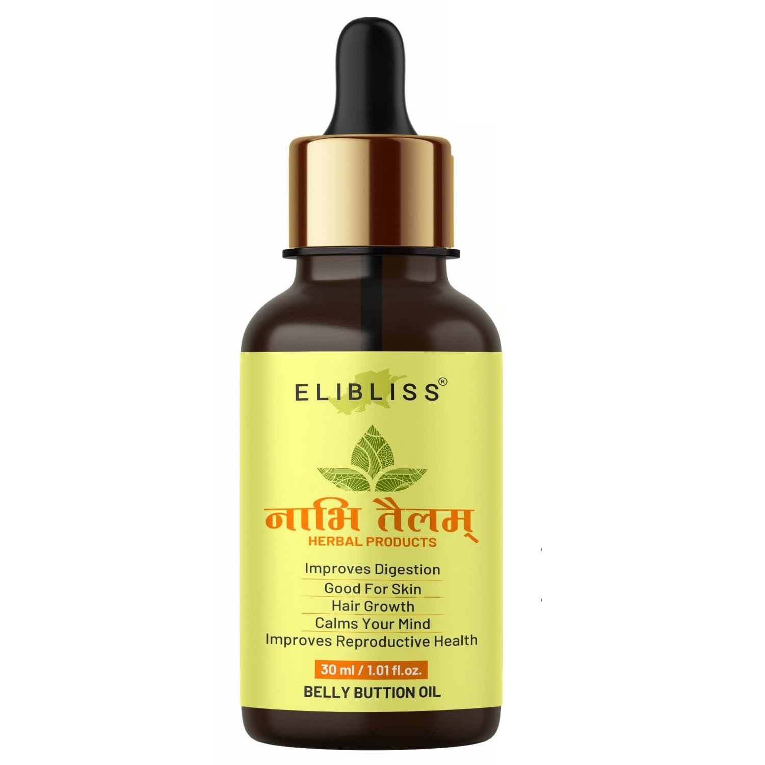 Elibliss Natural Nabhi Oil for Relaxing Massage - Helps Maintain Perfect Belly & Waist Shape | Ideal for Postpartum Care, Stress Relief & Body Contouring