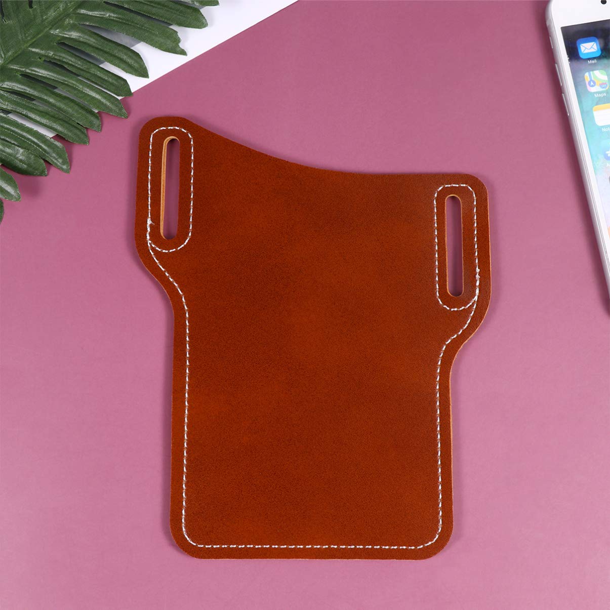 Premium 2-Pack Genuine Leather Phone Pouch for Men - Universal Belt Clip Cell Phone Case, Waist Pack & Fanny Pack - Ideal for Travel, Hiking, and Everyday Use