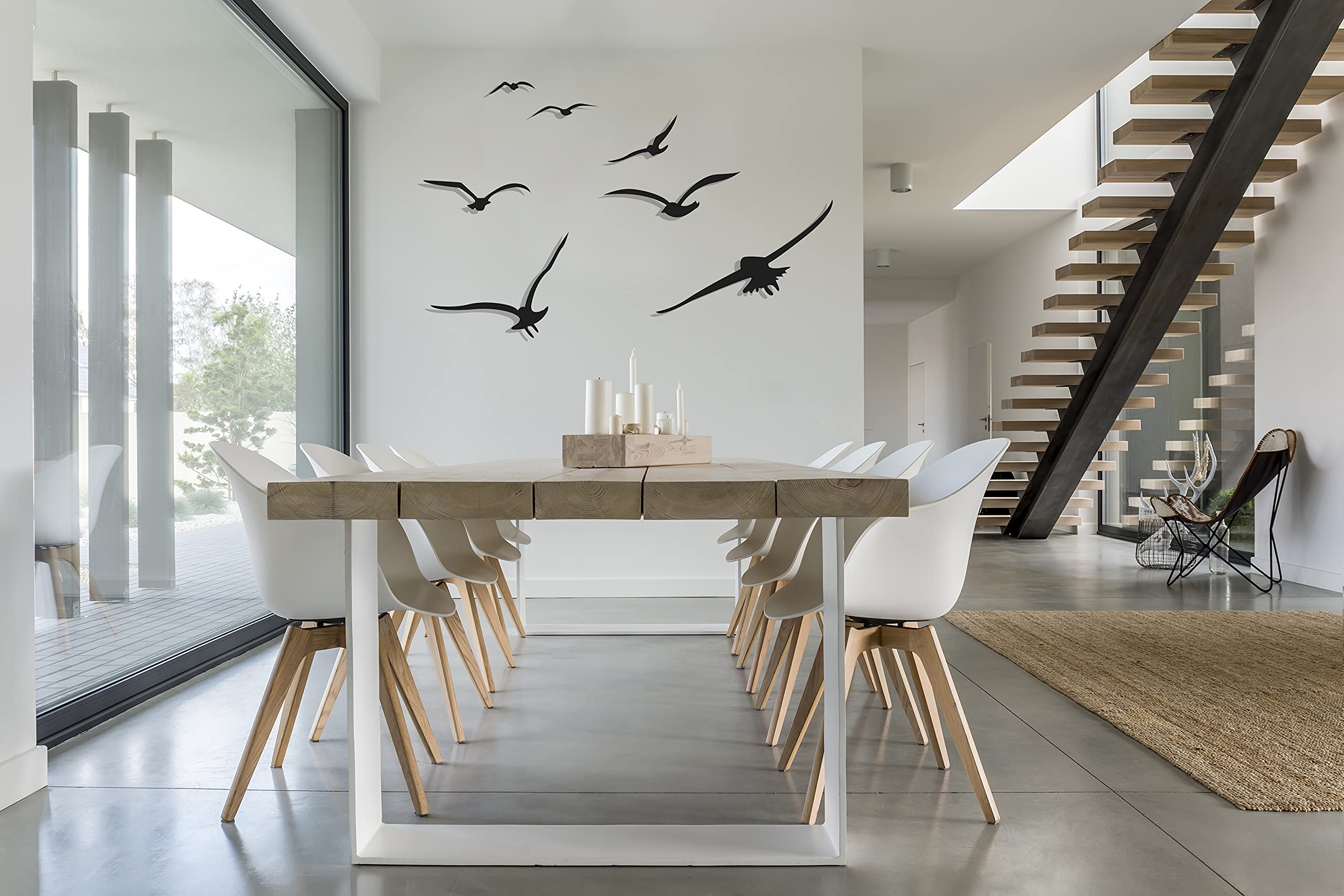 Black Metal Wall Art Set of 7 Birds - Modern Abstract Farmhouse Decor for Living Room, Bedroom, Office - Indoor & Outdoor Wall Hangings - Perfect for Home, Kitchen, Bathroom & Garden Decor