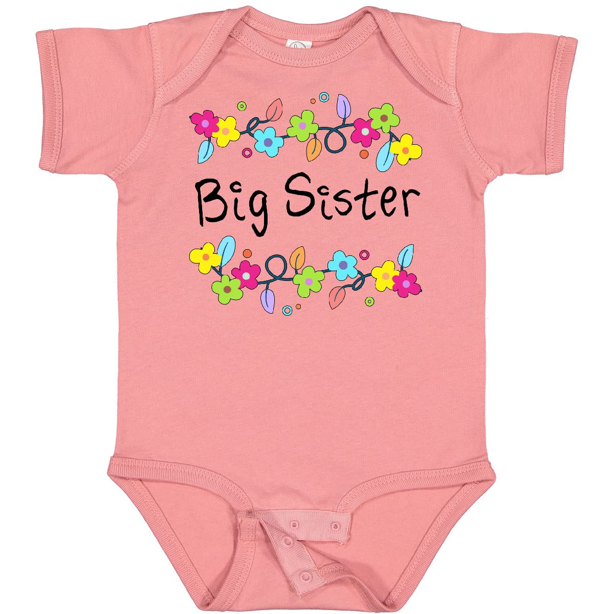 Inktastic Big Sister Baby Bodysuit - Bright Floral Design Cute Outfit for Toddler Girls | Perfect for Sibling Photos, Birthday Gifts & Family Occasions