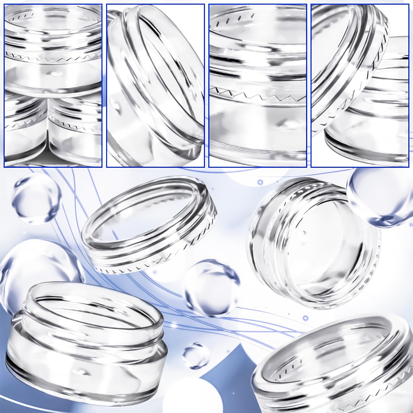 MotBach 100 Pcs 5g Empty Plastic Containers with Clear Lids - Mini Makeup Sample Jars, Small Round Cosmetic Containers with Mini Spatulas for Liquid, Powder, Cream & Lotion Samples - Perfect for Travel, DIY Beauty & Sample Storage
