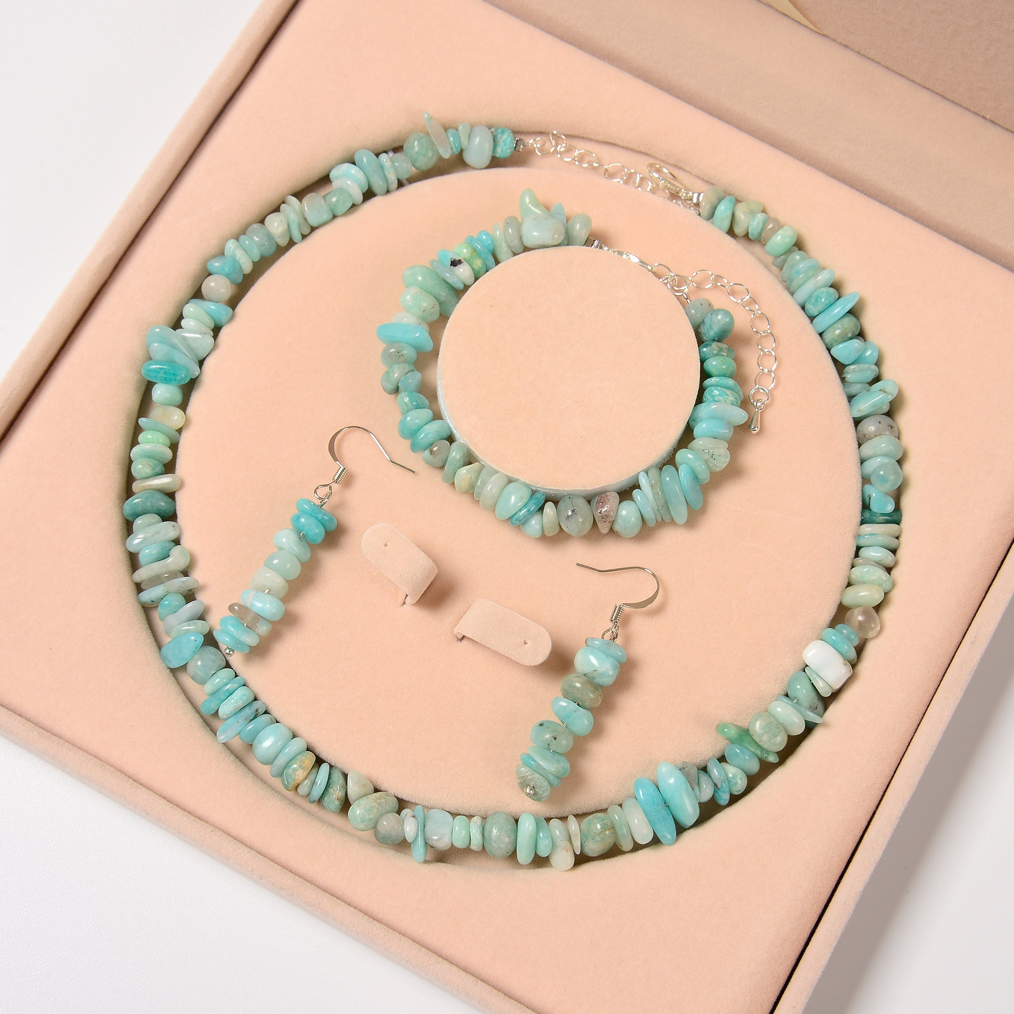5-8mm Blue Green Amazonite Chips Beads Jewelry Set - Earrings, Bracelet & Necklace for Women | Healing Crystal Jewelry for Meditation, Yoga & Spiritual Gifts