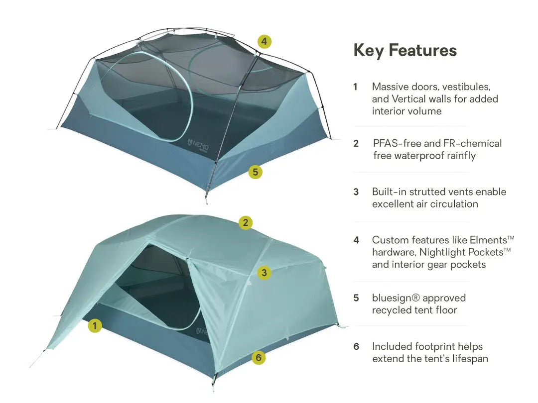 Lightweight Aurora™ 3-Person Backpacking Tent with Waterproof Footprint - Perfect for Camping, Hiking & Outdoor Adventures