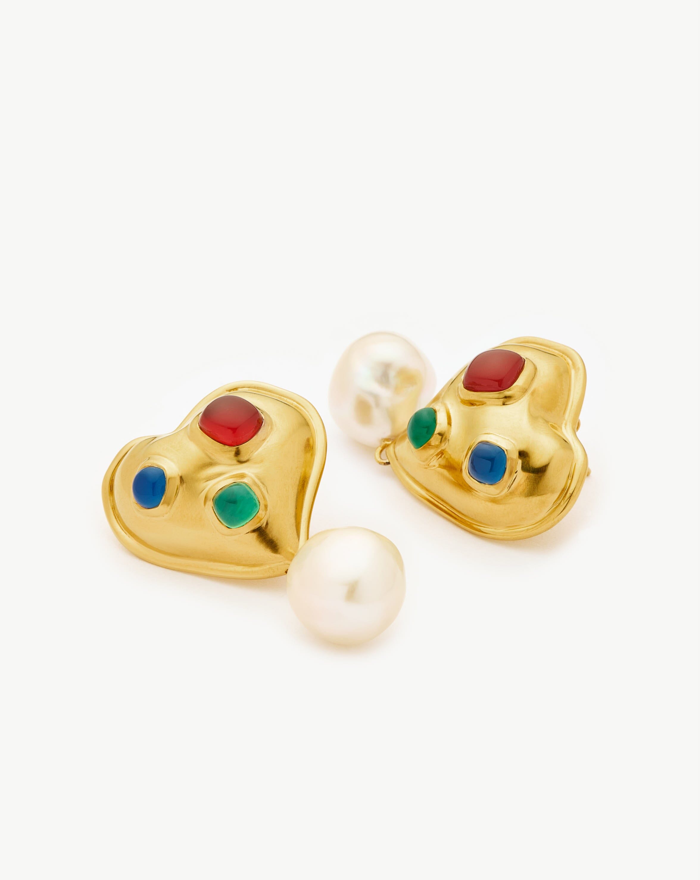Rouje Marisa Heart Pearl Stud Earrings - 18k Gold Plated Elegant Jewelry for Women | Perfect for Valentine's Day, Anniversary Gifts & Date Night Accessories