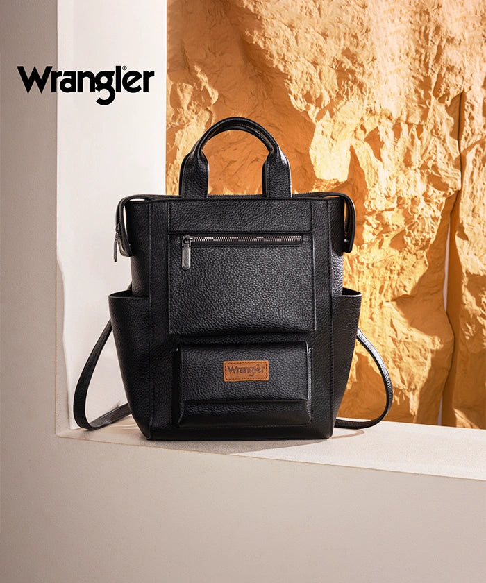Wrangler Convertible Leather Backpack for Men & Women - Durable Travel Backpack with Adjustable Straps - Perfect for Hiking, Work & School