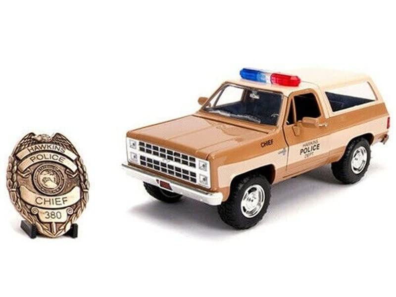 Jada Toys 1/24 Scale 1980 Chevrolet K5 Blazer Police Diecast Model Car with Badge - Collectible Pre-Built Truck for Display & Gifts
