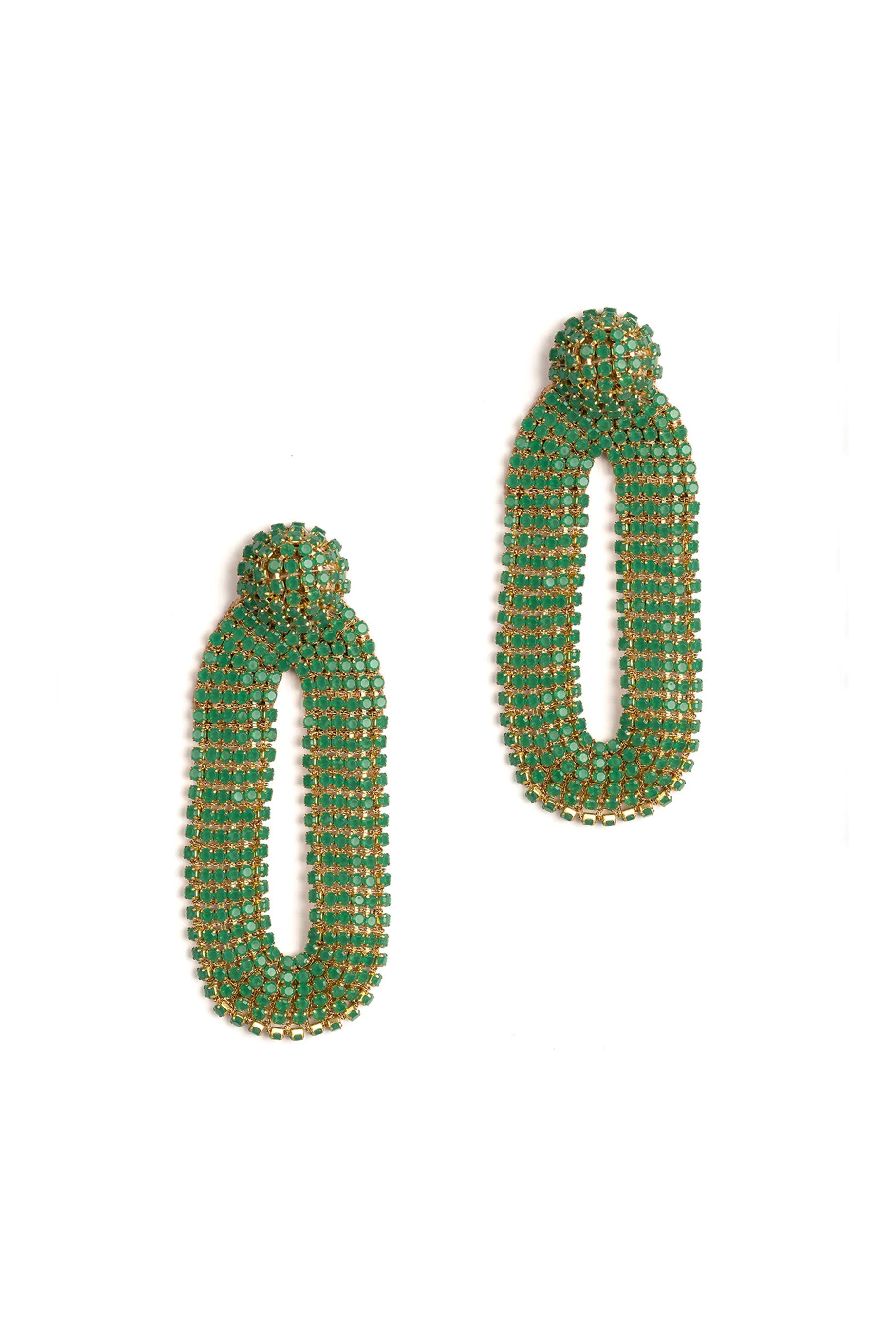 Deepa Gurnani Bianca Green Earrings | Boho Chic Dangle Earrings for Women | Perfect for Weddings, Parties & Everyday Wear