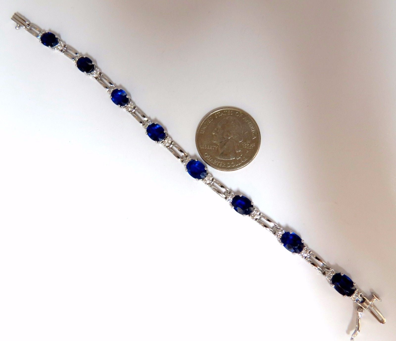 13.36ct Natural Blue Kyanite Diamond Tennis Bracelet in 14K Gold - Elegant Jewelry for Women, Perfect for Weddings, Parties & Special Occasions