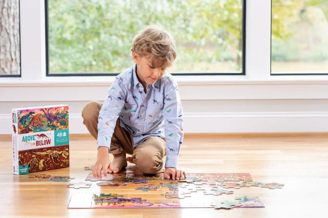 Above & Below Floor Puzzle 48 pc Dinosaur World - Educational Kids Puzzle for Learning & Play - Perfect for Classroom, Birthday Gifts & Family Game Night