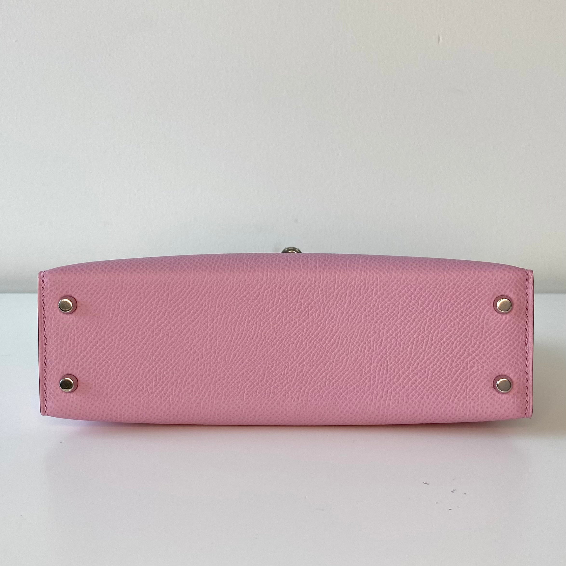 Authentic Hermès Kelly 20 Bag in Mauve Sylvester Epsom Leather with Palladium Hardware - Luxury Handbag for Women, Perfect for Work, Parties & Special Occasions