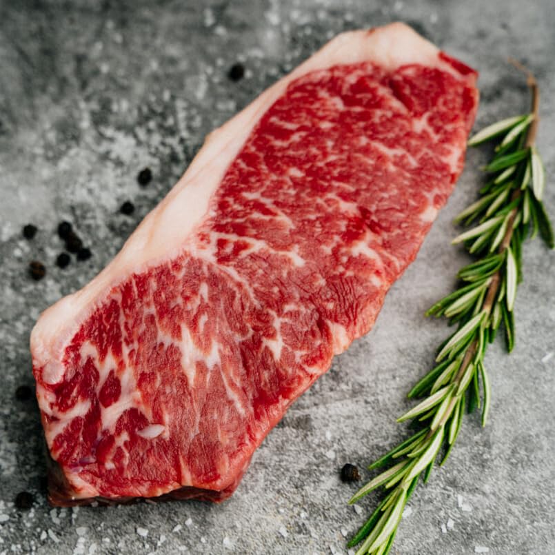 Premium R-C Ranch Wagyu Beef New York Strip Steak - 2 Pack (12-14oz Each) - 100% All Natural Japanese Wagyu, No Hormones Added - Perfect for Grilling, Special Occasions & Gourmet Meals
