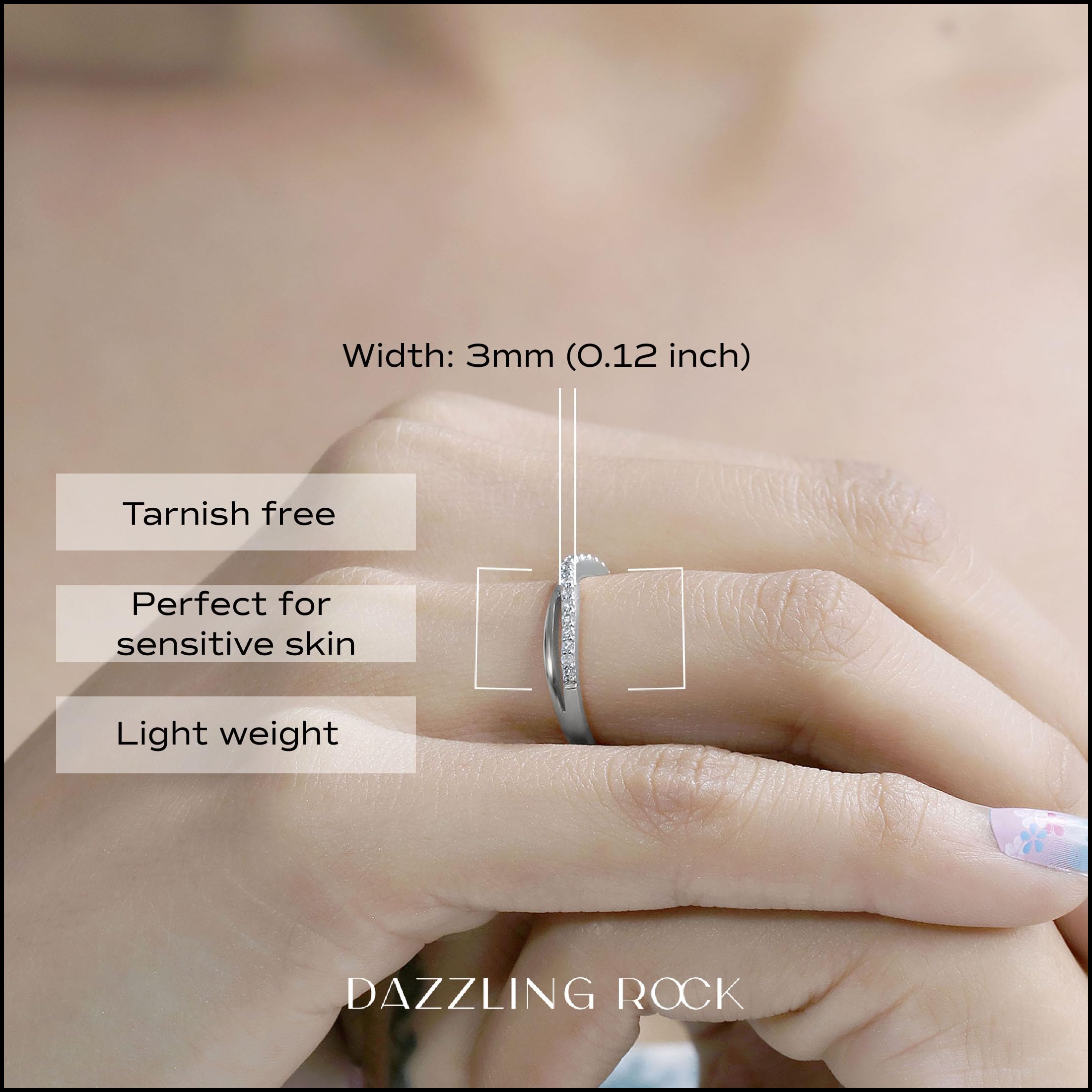 0.25 Carat Lab Grown Diamond Wedding Contour Band for Women - 925 Sterling Silver Ring, Dazzlingrock Collection | Perfect for Bridal Sets, Anniversary Gifts & Everyday Elegance