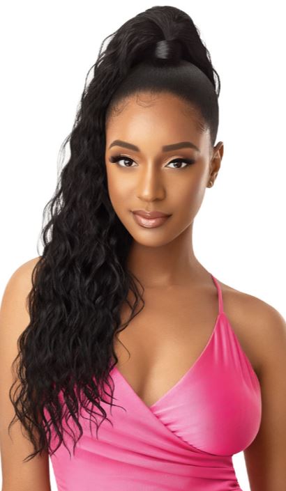 Outre Pretty Quick Pony Natural Wave Clip-In Hair Extensions – 18 Inch Human Hair Weave for Volume & Length – Perfect for Parties, Weddings & Everyday Styling