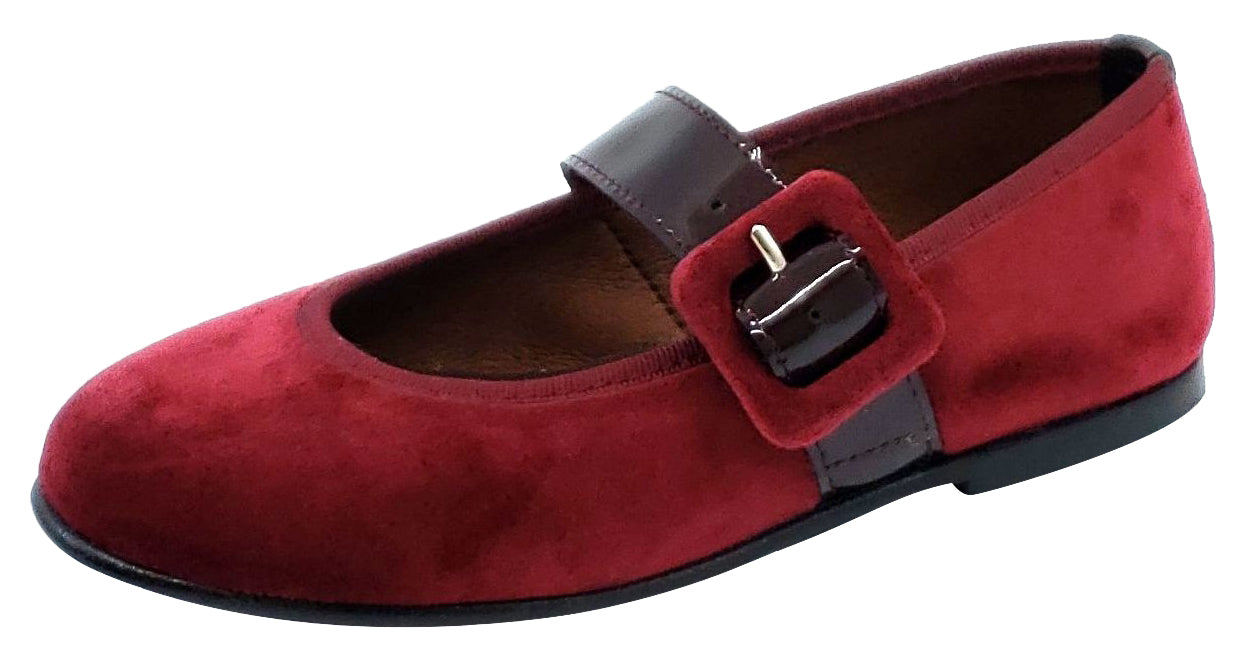 Clarys Girls Velvet Buckle Mary Jane Shoes - Burgundy Red Dress Shoes for Toddler & Little Girls - Perfect for Weddings, Parties & Special Occasions