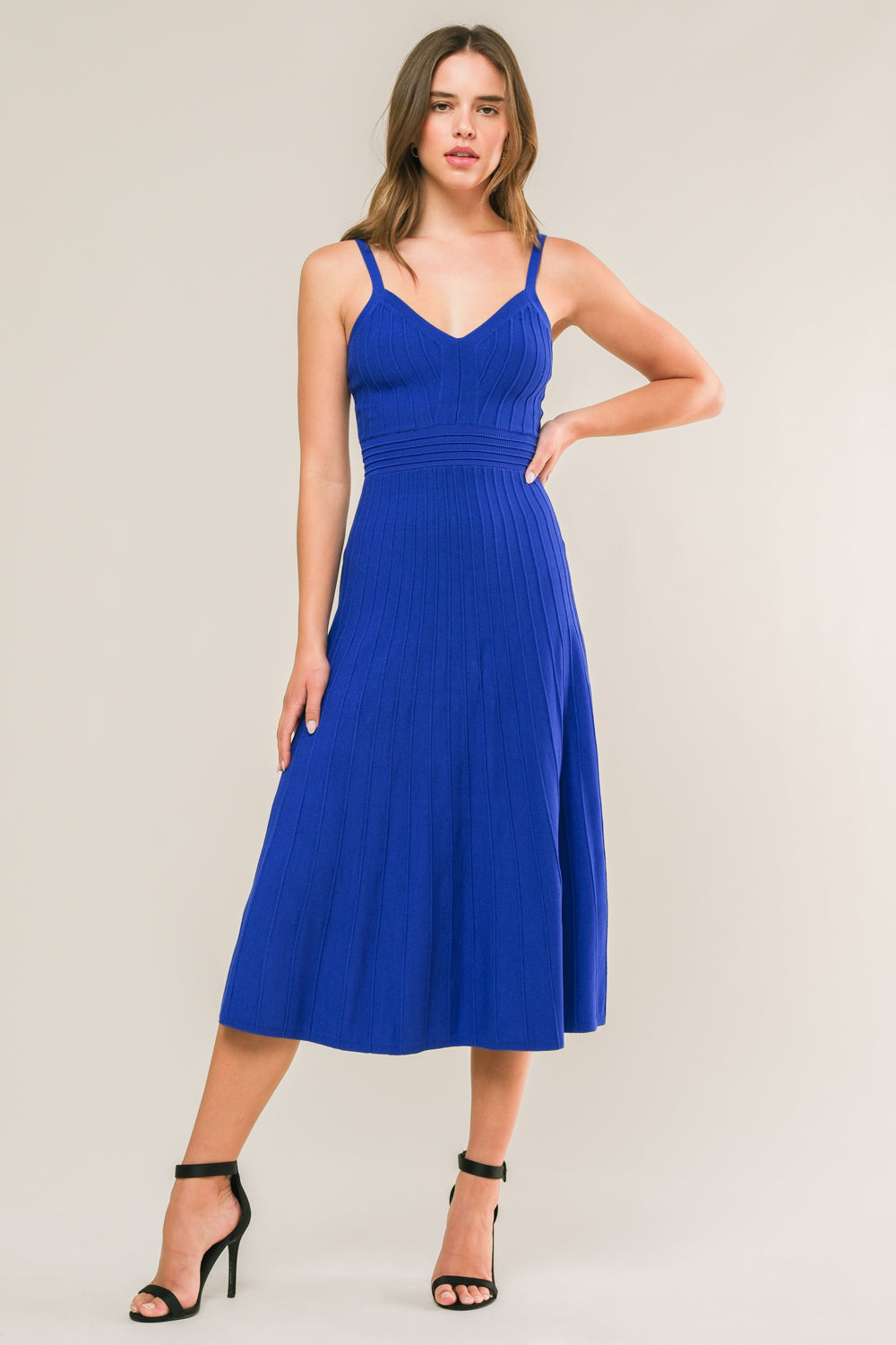 Breezy Walks Blue Knit Cami Dress - Women's Summer Casual Sleeveless Mini Dress for Beach, Vacation, and Date Night