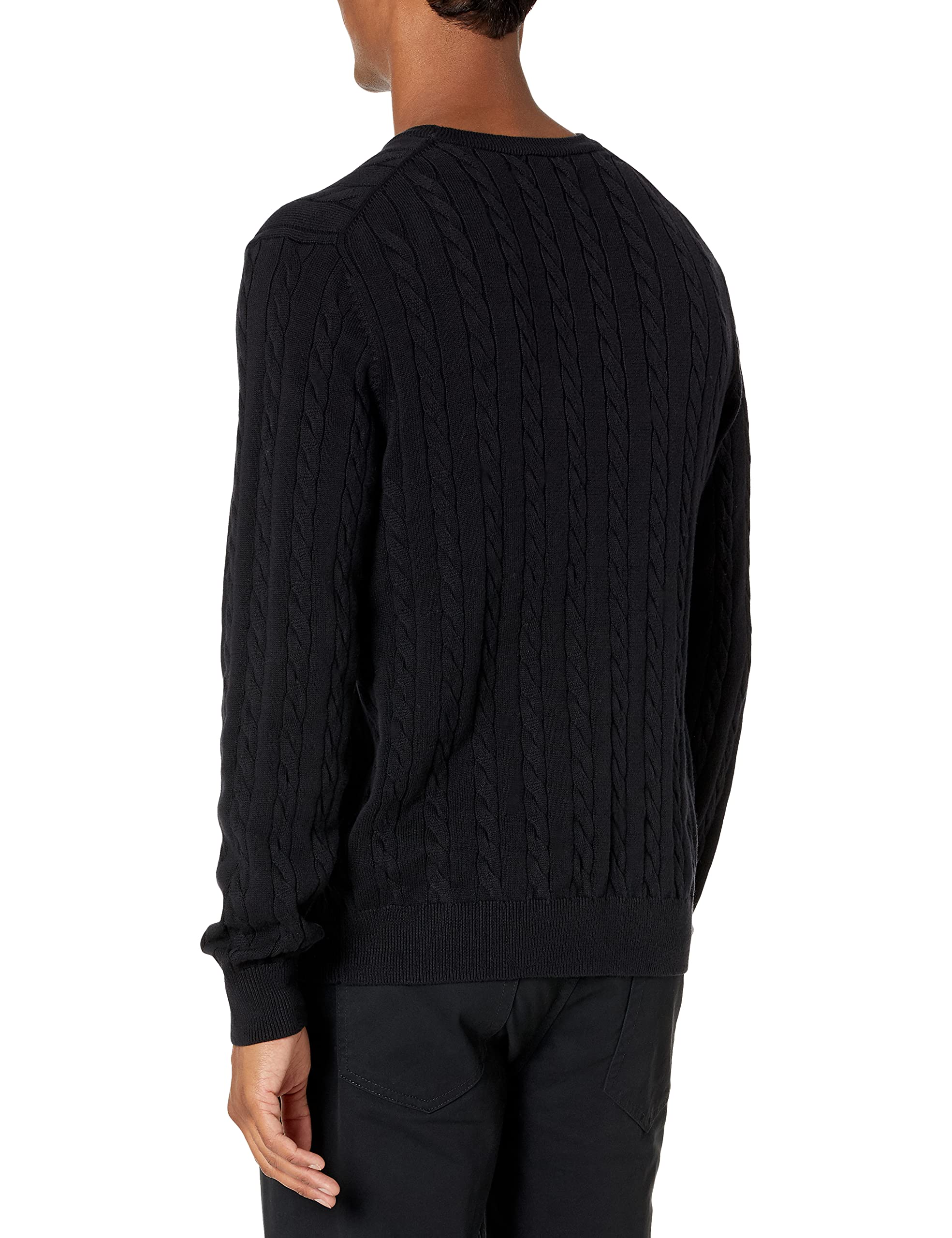 Amazon Essentials Men's Crewneck Cable Knit Cotton Sweater - Soft & Comfortable Winter Pullover for Casual Wear & Layering