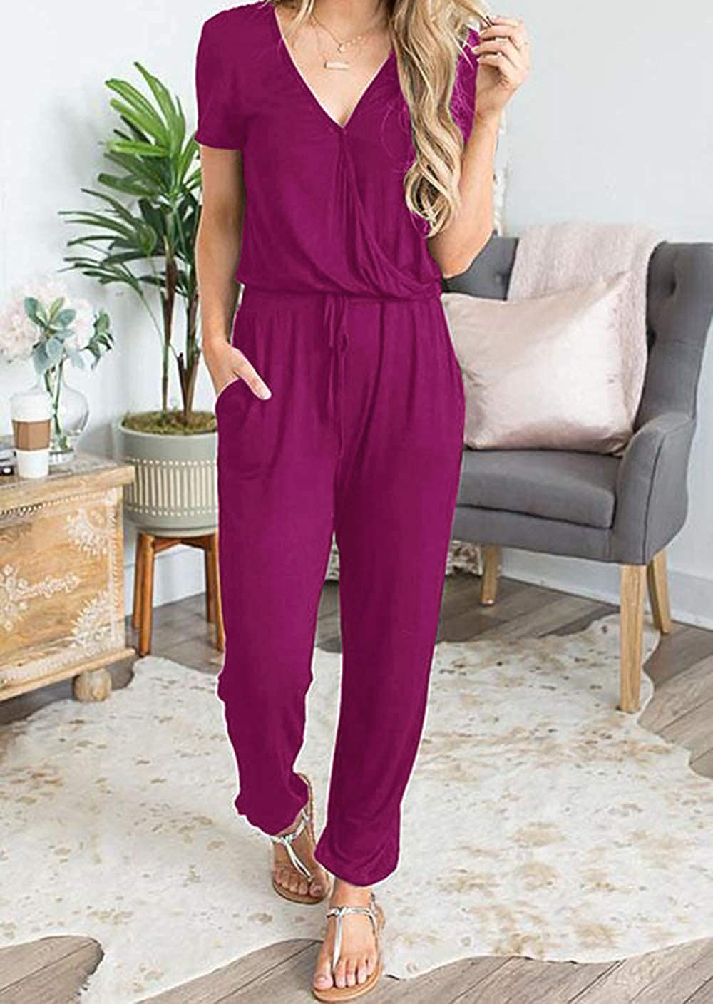 PRETTYGARDEN Women's Jumpsuits 2025 - Summer Casual Short Sleeve Romper for Travel, Vacation & Airport Outfits | Perfect for Beach Trips, Weekend Getaways & Summer Adventures