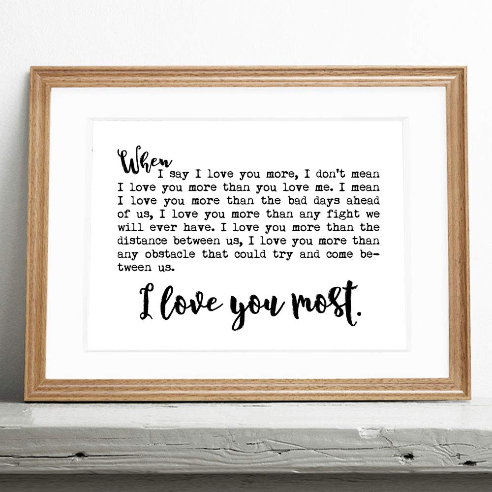 Romantic 'I Love You Most' Wall Art Sign - 11x14 Inch Unframed Home Decor for Bedroom & Living Room - Perfect for Couples, Anniversaries & Valentine's Day Gifts