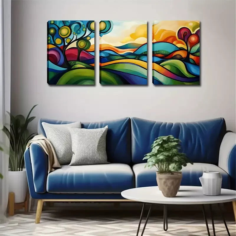 3-Piece Abstract Mountain Forest Wall Art Set - Framed Canvas Prints 40x60cm | High Quality Australian Made | Ready to Hang | Perfect for Living Room, Bedroom & Office Decor