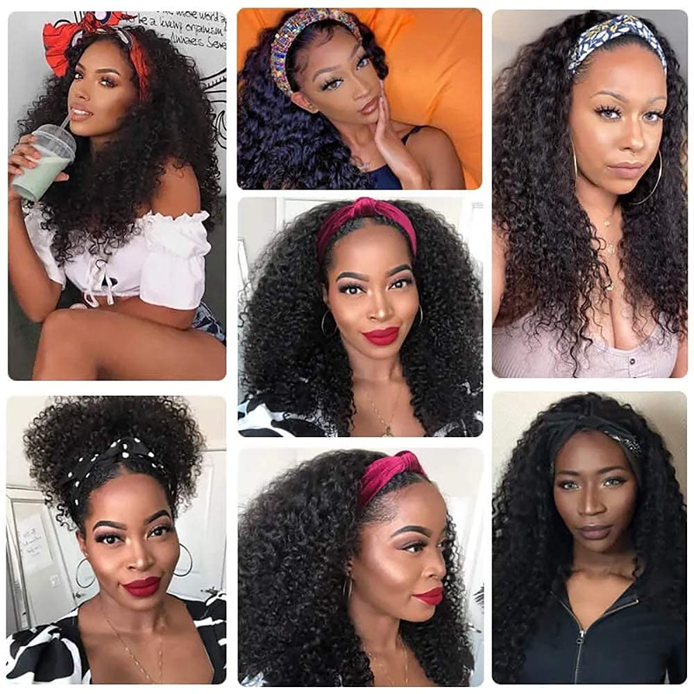 Nadula 10A Afro Kinky Curly Half Wig - 100% Virgin Human Hair for Black Women | 18 Inch 180% Density No Lace Front Glueless Headband Wig | Perfect for Daily Wear, Parties & Protective Styling