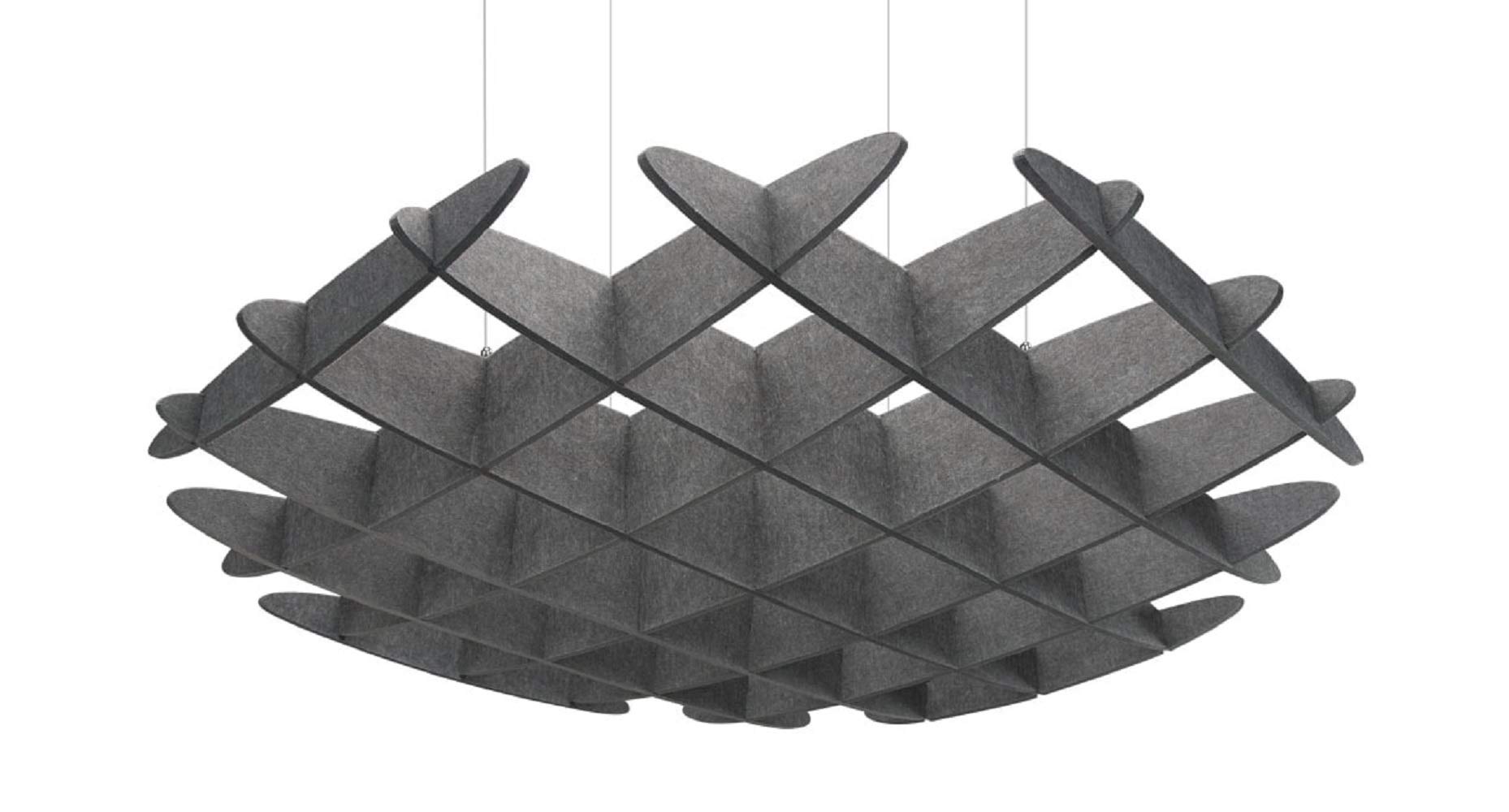 3D Acoustic Ceiling Waffle Cloud Panel - Large Dark Gray Sound Absorbing Foam by Uplift Desk | Perfect for Home Theater, Recording Studio & Office Noise Reduction