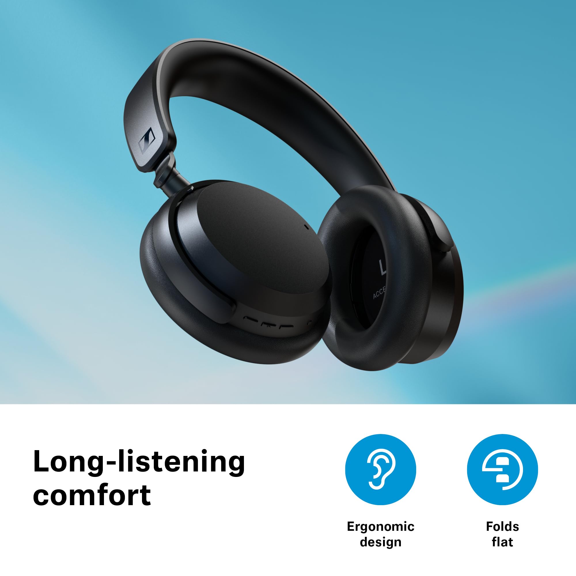 Sennheiser ACCENTUM Wireless Bluetooth Headphones with 50-Hour Battery Life, Hybrid ANC Noise Cancellation, All-Day Comfort & Crystal Clear Call Quality (Black) - Perfect for Travel, Work & Music Lovers