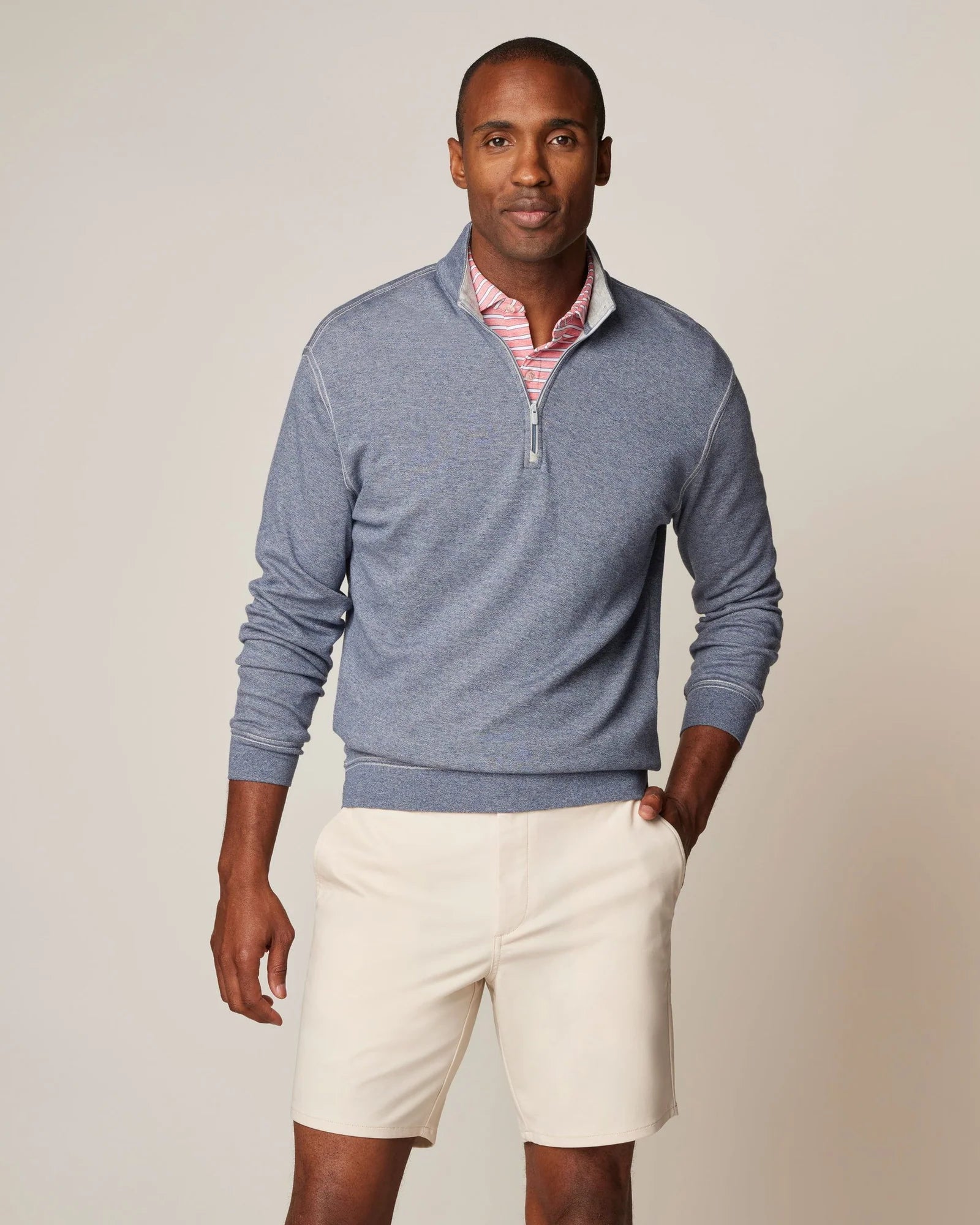 Hanks Navy Blue 1/4 Zip Sweater for Men - Lightweight Pullover for Casual Wear, Office & Outdoor Activities