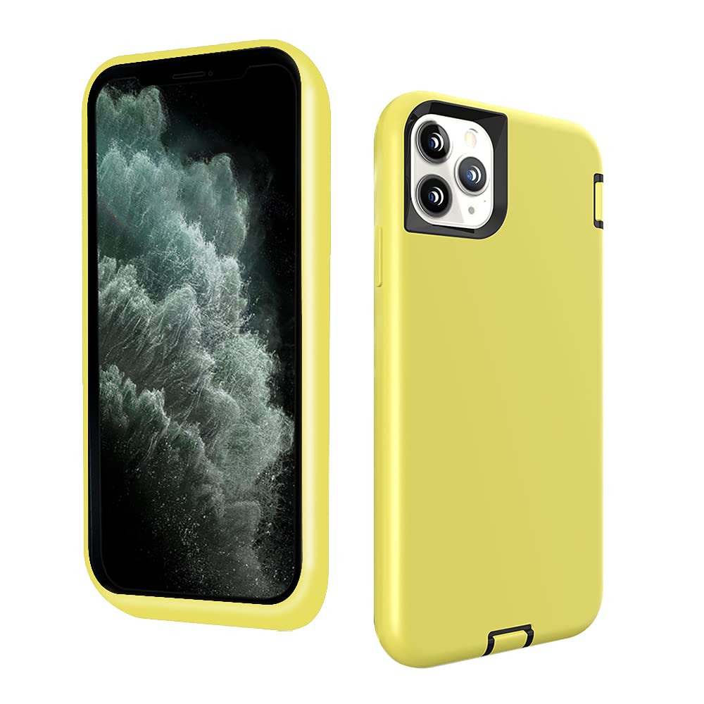 Shockproof Heavy Duty Rugged Case for iPhone 11 Pro Max 6.5 Inch - 3-Layer Drop Protection, Anti-Scratch & Anti-Fingerprint | Perfect for Outdoor Adventures, Construction Work & Extreme Sports (Yellow)