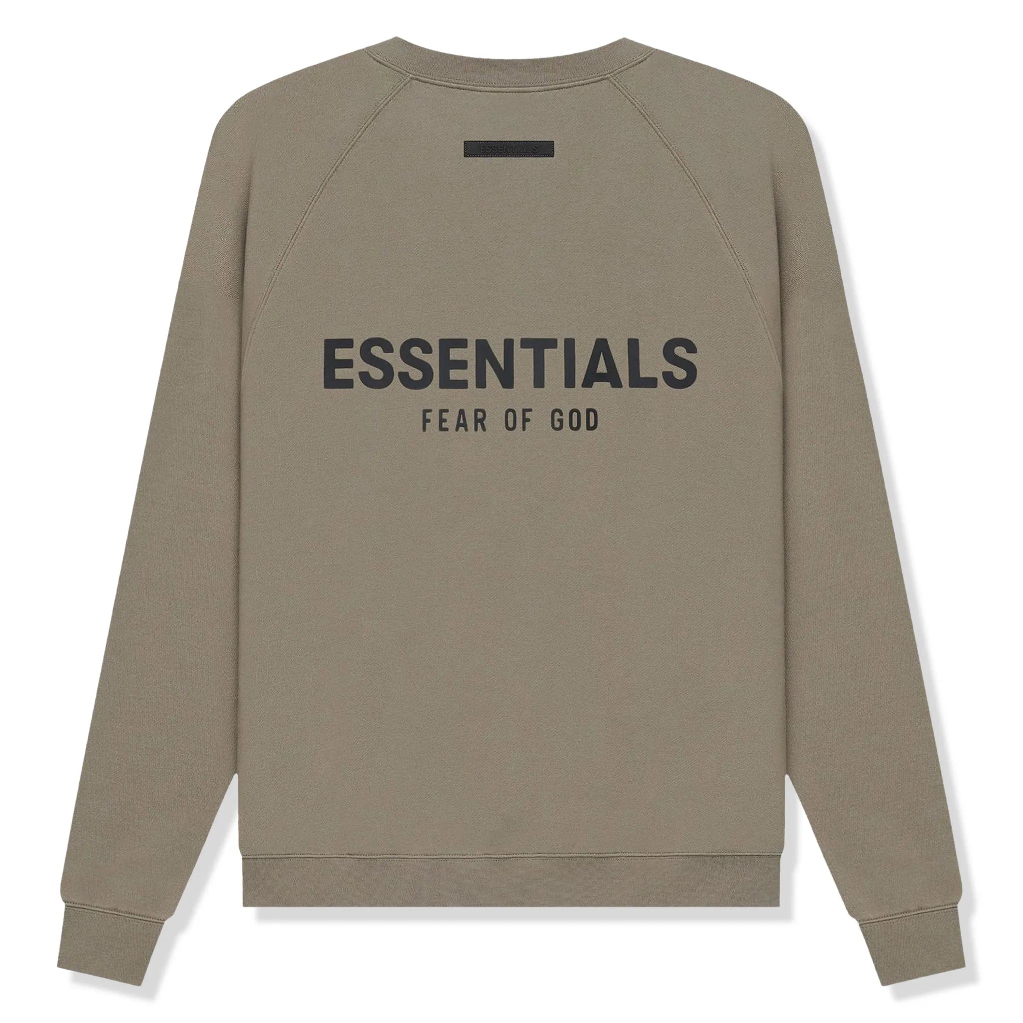 Fear of God Essentials Taupe Crewneck Sweatshirt (SS21 Collection) - Casual Streetwear for Men, Perfect for Everyday Wear & Layering