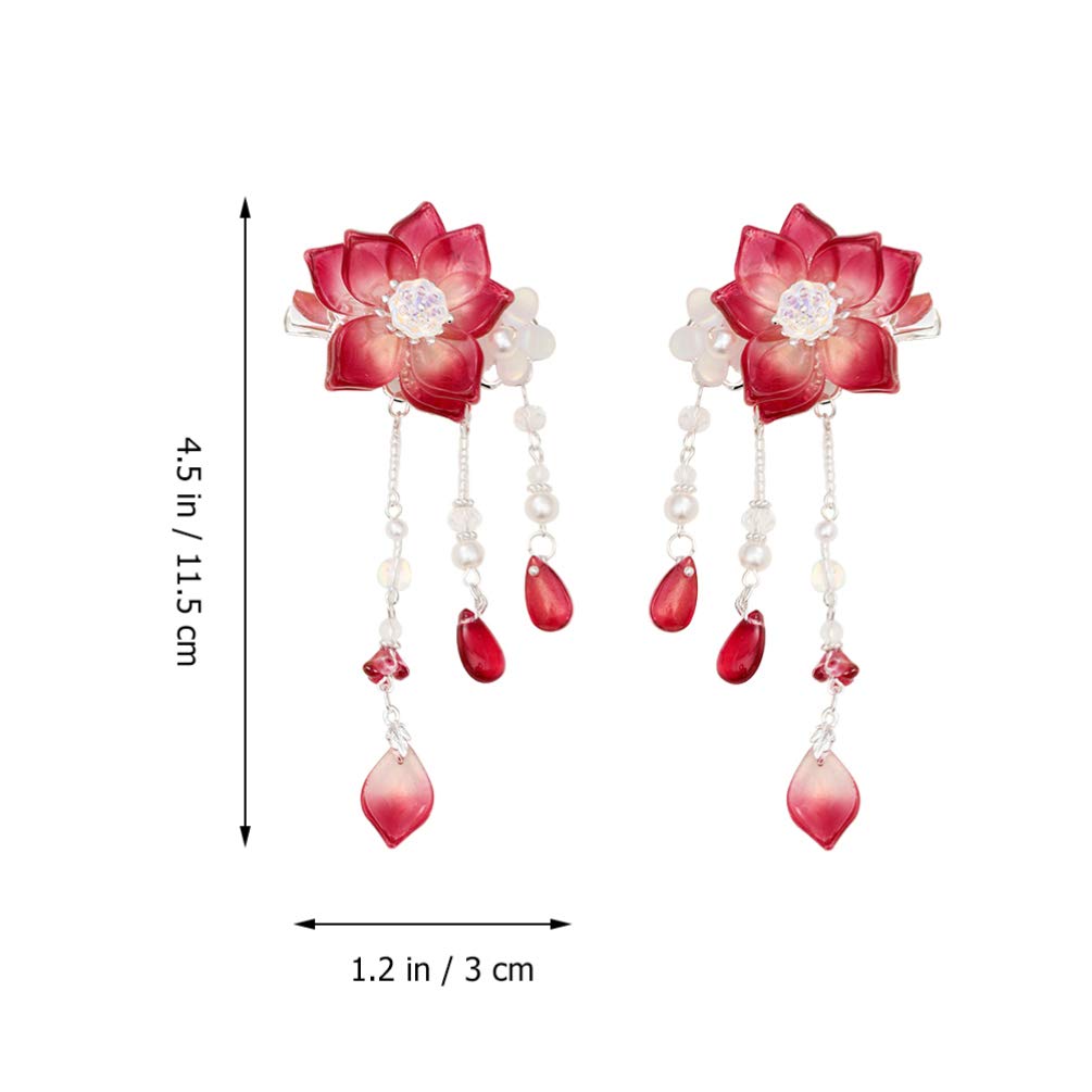 Beaupretty Flower Hair Clips for Hanfu & Tassel Hairpins - Wedding & Cosplay