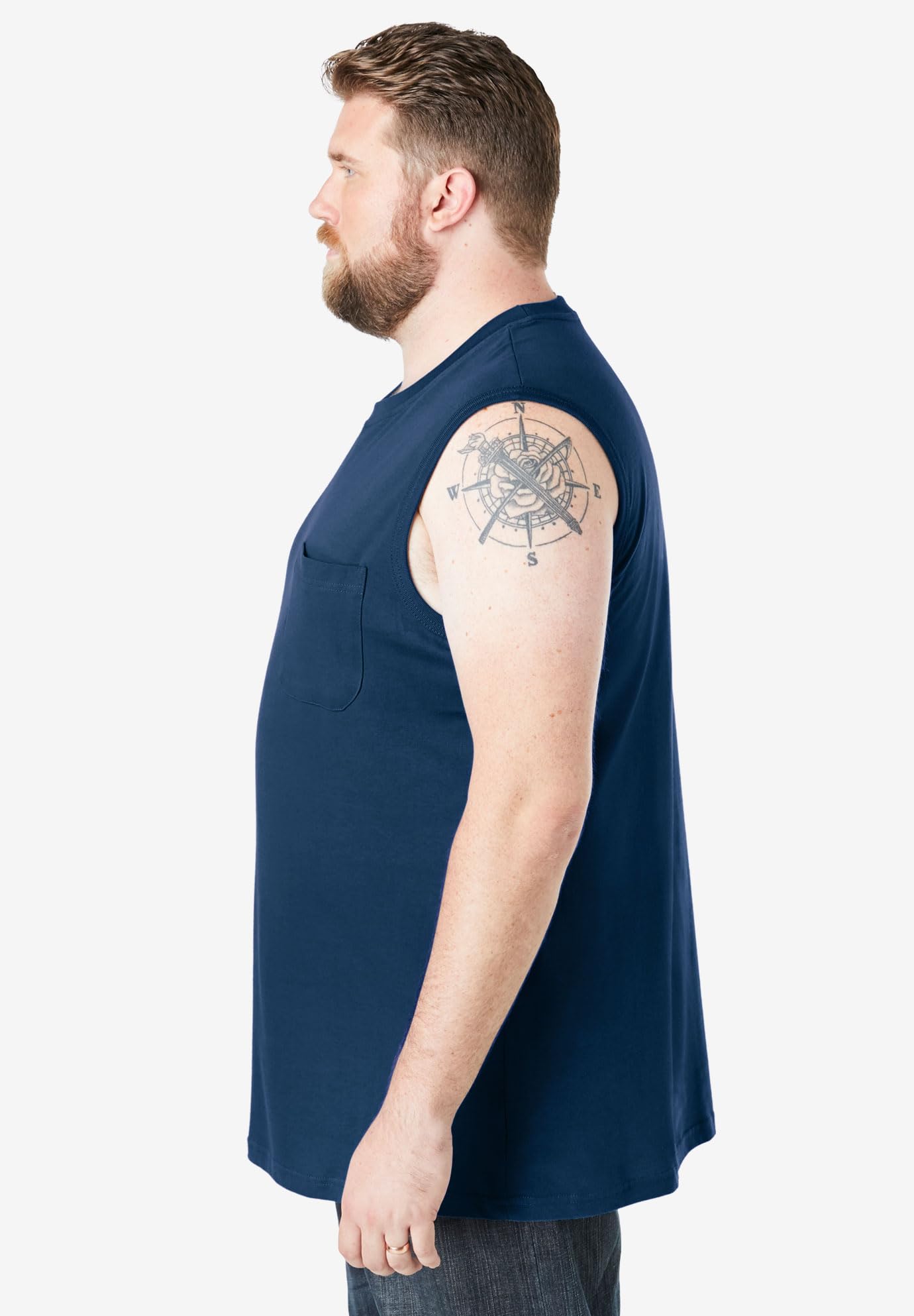 Boulder Creek by Kingsize Men's Big & Tall Heavyweight Pocket Muscle Tee - Comfortable Cotton Shirt for Casual Wear & Outdoor Activities