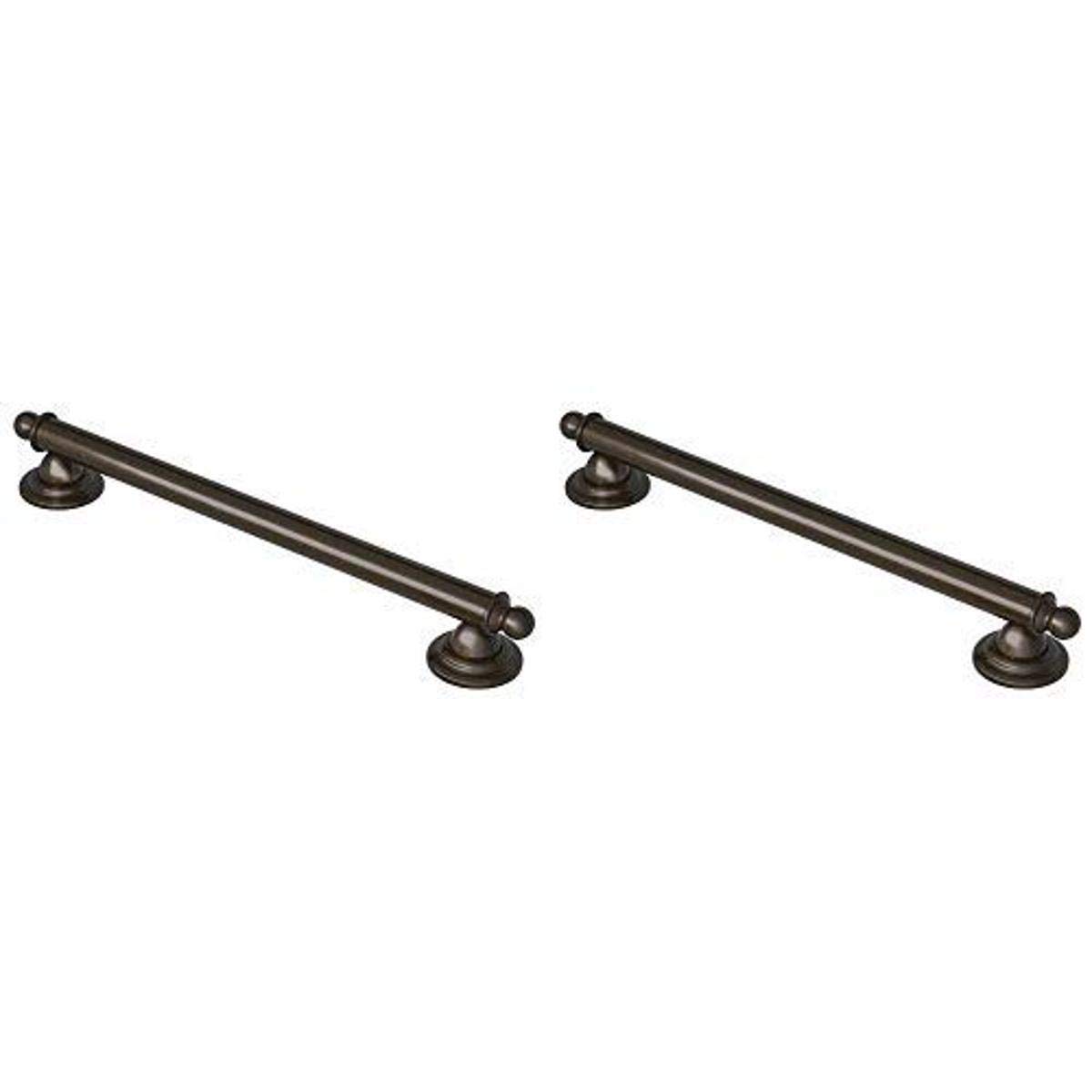 Moen YG2218ORB & YG2224ORB Brantford Designer Bathroom Grab Bars - 18-Inch & 24-Inch Oil Rubbed Bronze - ADA Compliant Safety Bars for Shower, Bathtub & Elderly Accessibility