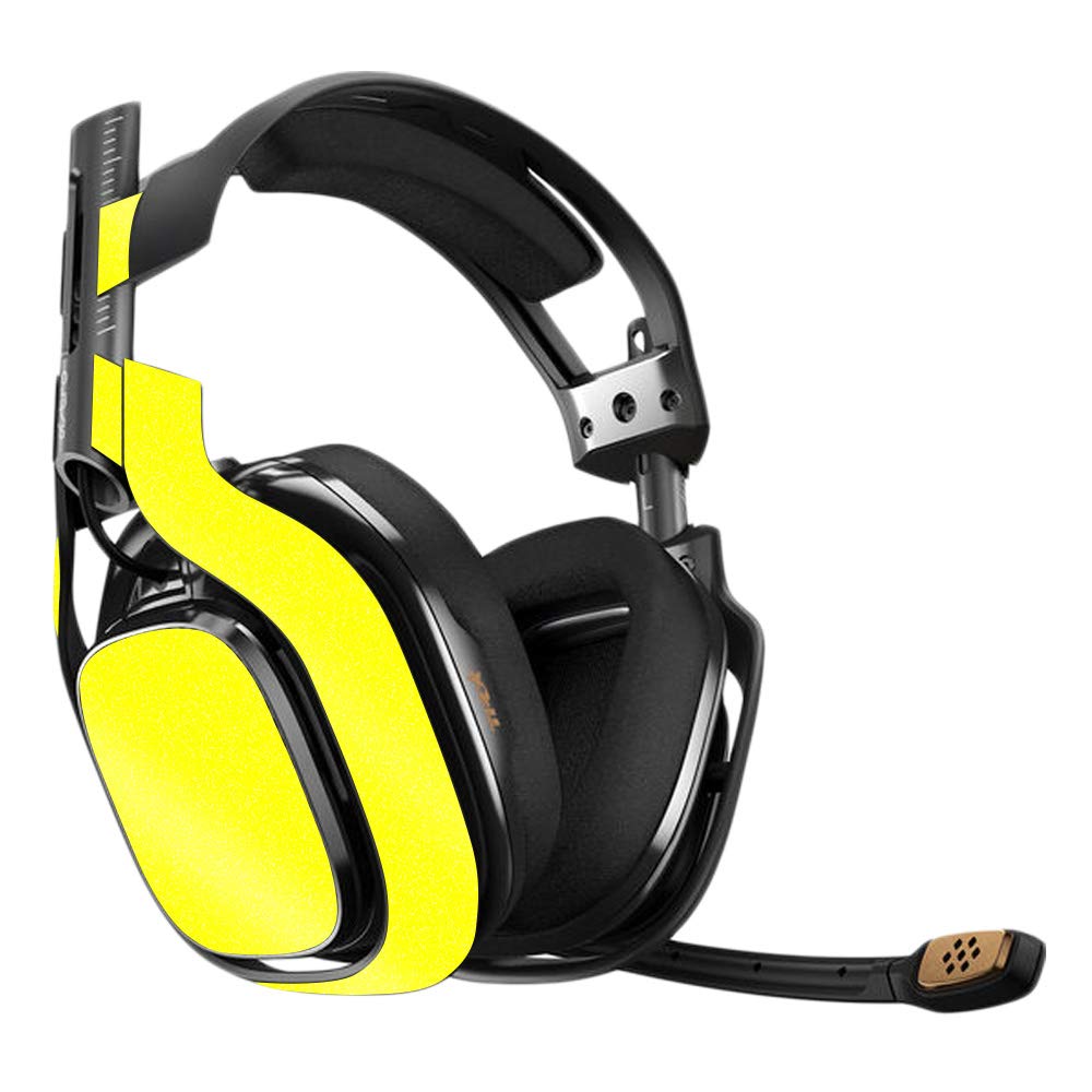 MightySkins Glossy Glitter Protective Skin Cover for Astro A40 Headset - Vibrant Yellow | Durable Scratch-Resistant Vinyl Decal | Easy Application & Removal | USA Made | Perfect for Gaming, Streaming & Customizing Your Headset