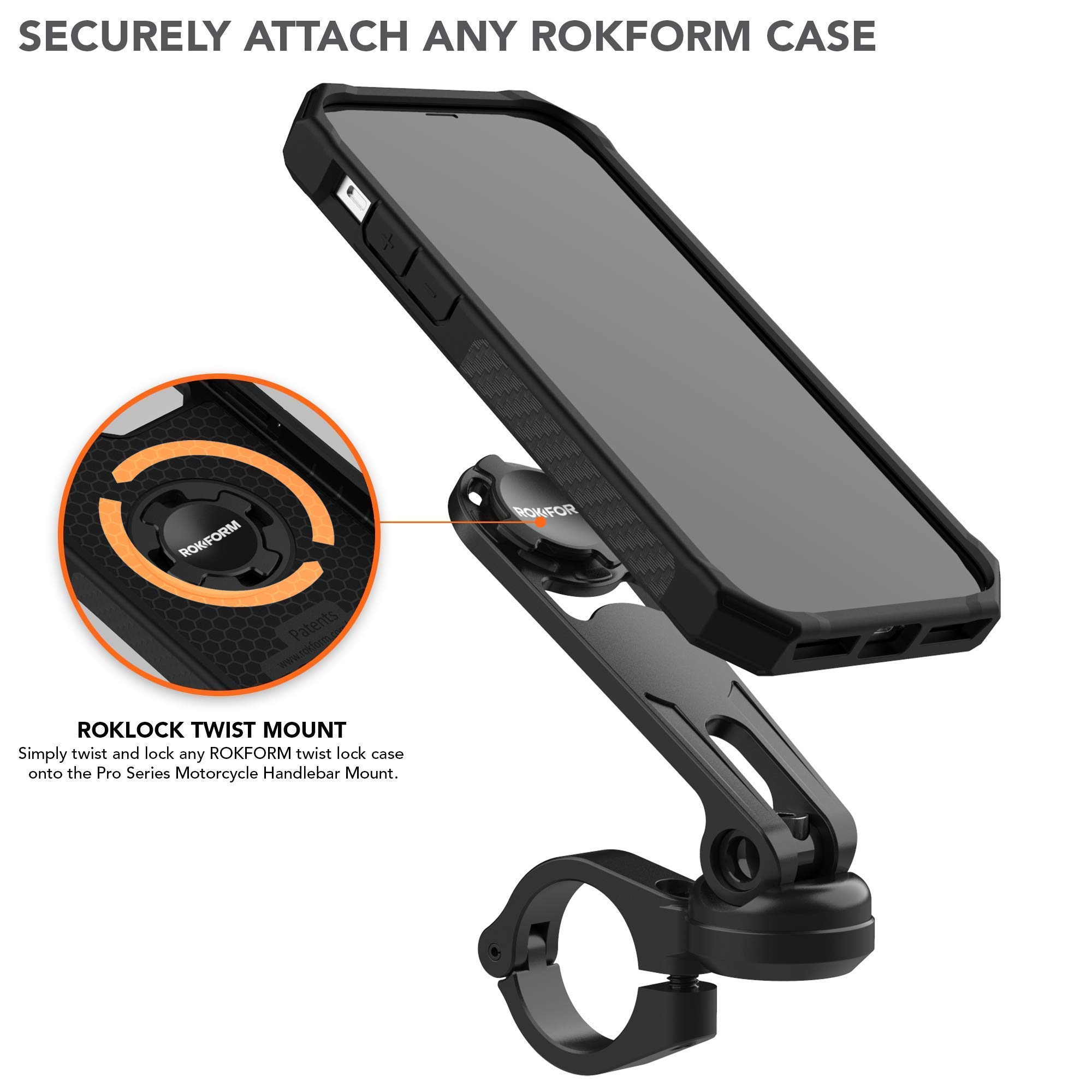 Rokform Rugged iPhone 11 Case with Motorcycle Handlebar Mount - Shockproof Protective Cover for Outdoor Adventures, Biking & Motorcycle Riding