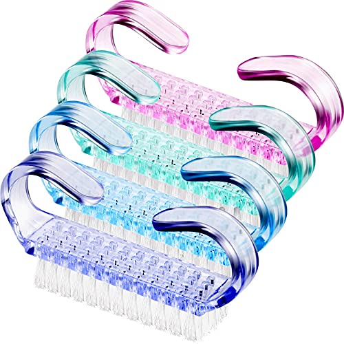 Belicia 4-Piece Nail Cleaning Brush Set - Small Handle Nail Scrub Brushes for Manicure, Pedicure & Hand Care - Multicolor Nail Art Tools for Salon, Spa & Home Use