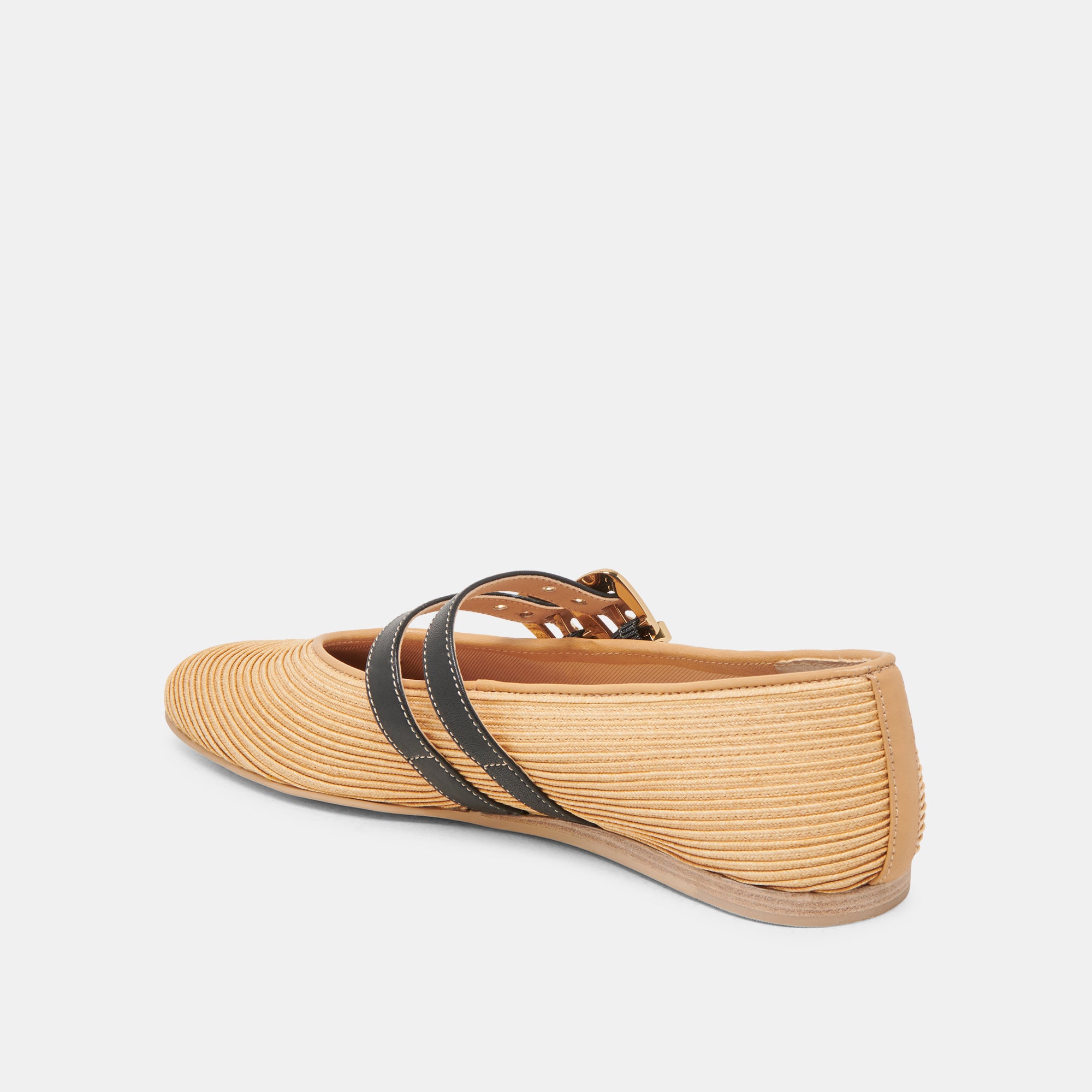 BAYLEE Women's Wide Width Ballet Flats - Natural Raffia Comfortable Slip-On Shoes for Casual Wear, Office & Travel