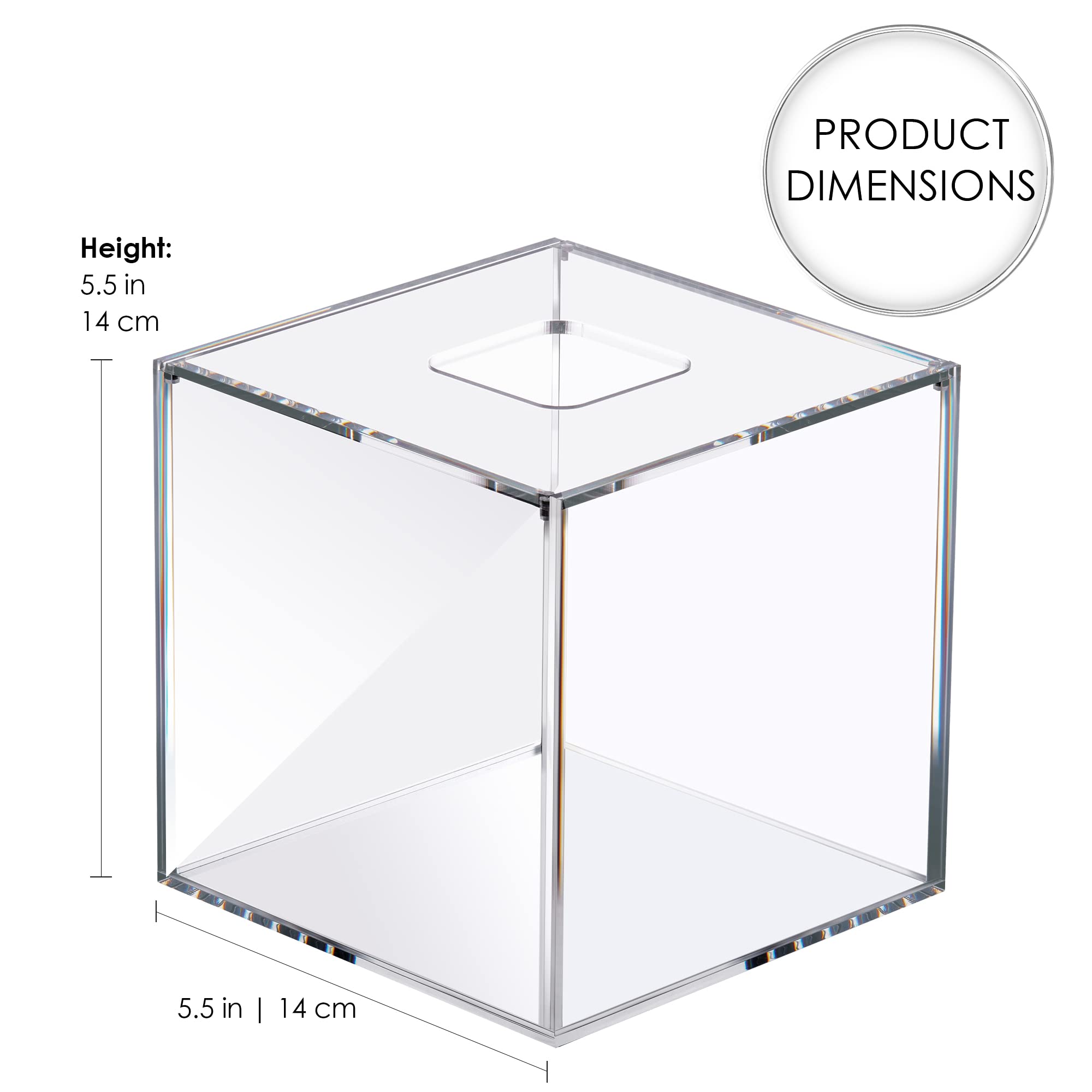 Clear Acrylic Square Facial Tissue Box Holder - Modern Tissue Dispenser for Bathroom & Home Décor | Decorative Tissue Box Cover Fits Original Packaging or Standalone Use | Perfect for Vanity, Nightstand & Office Organization
