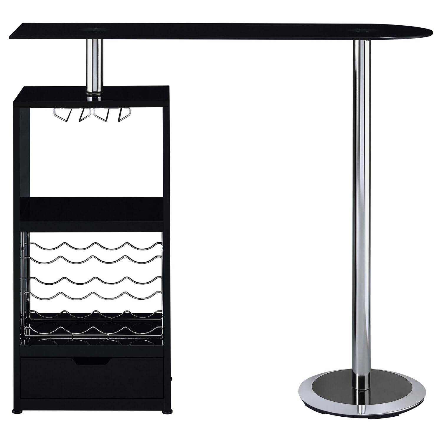 Black Bar Table with Wine Storage - Coaster Furniture 120451 | Perfect for Home Bars, Dining Rooms & Entertaining Spaces