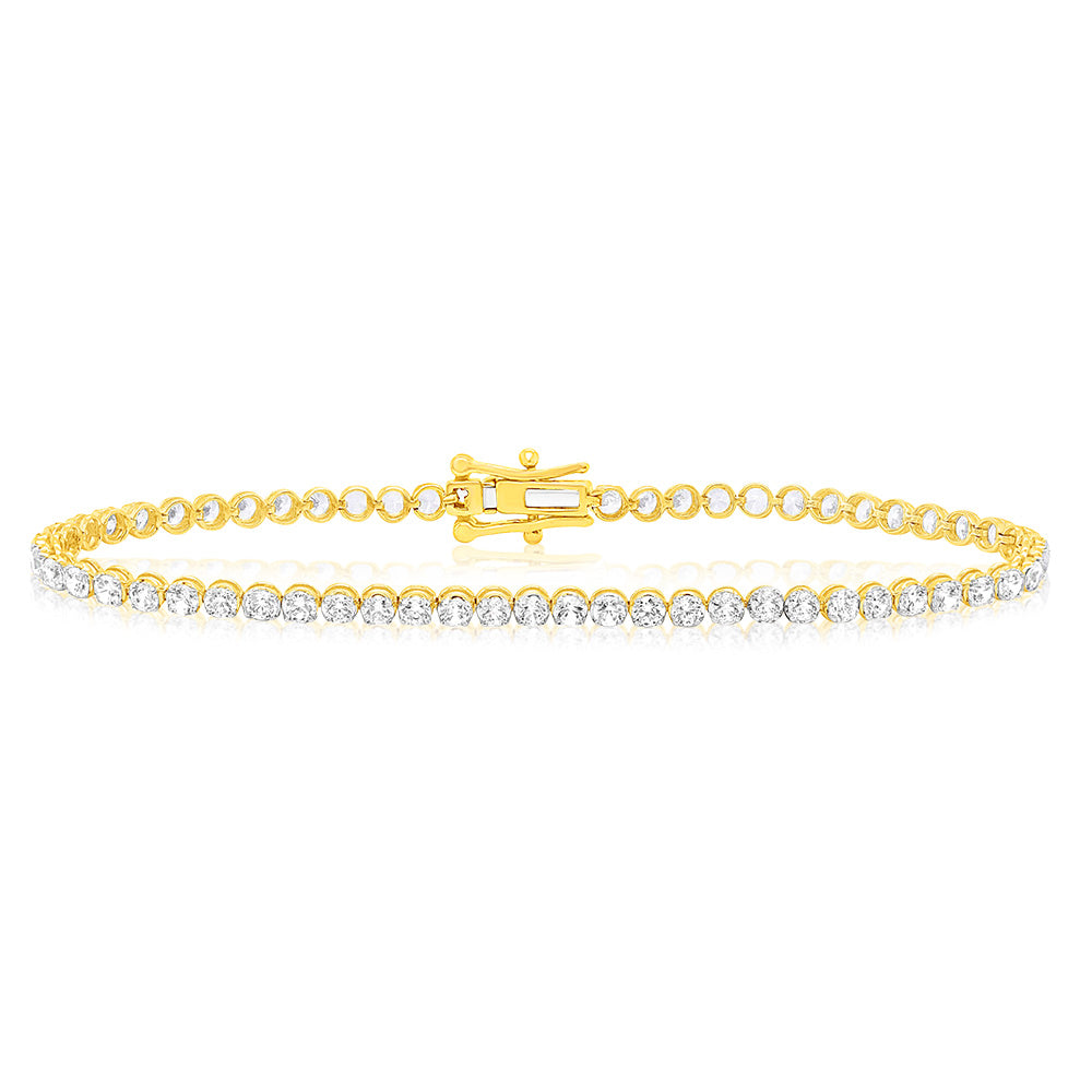 2 Carat Diamond Tennis Bracelet 17cm in 10K Yellow Gold - Elegant Jewelry for Women, Perfect for Weddings, Parties & Special Occasions