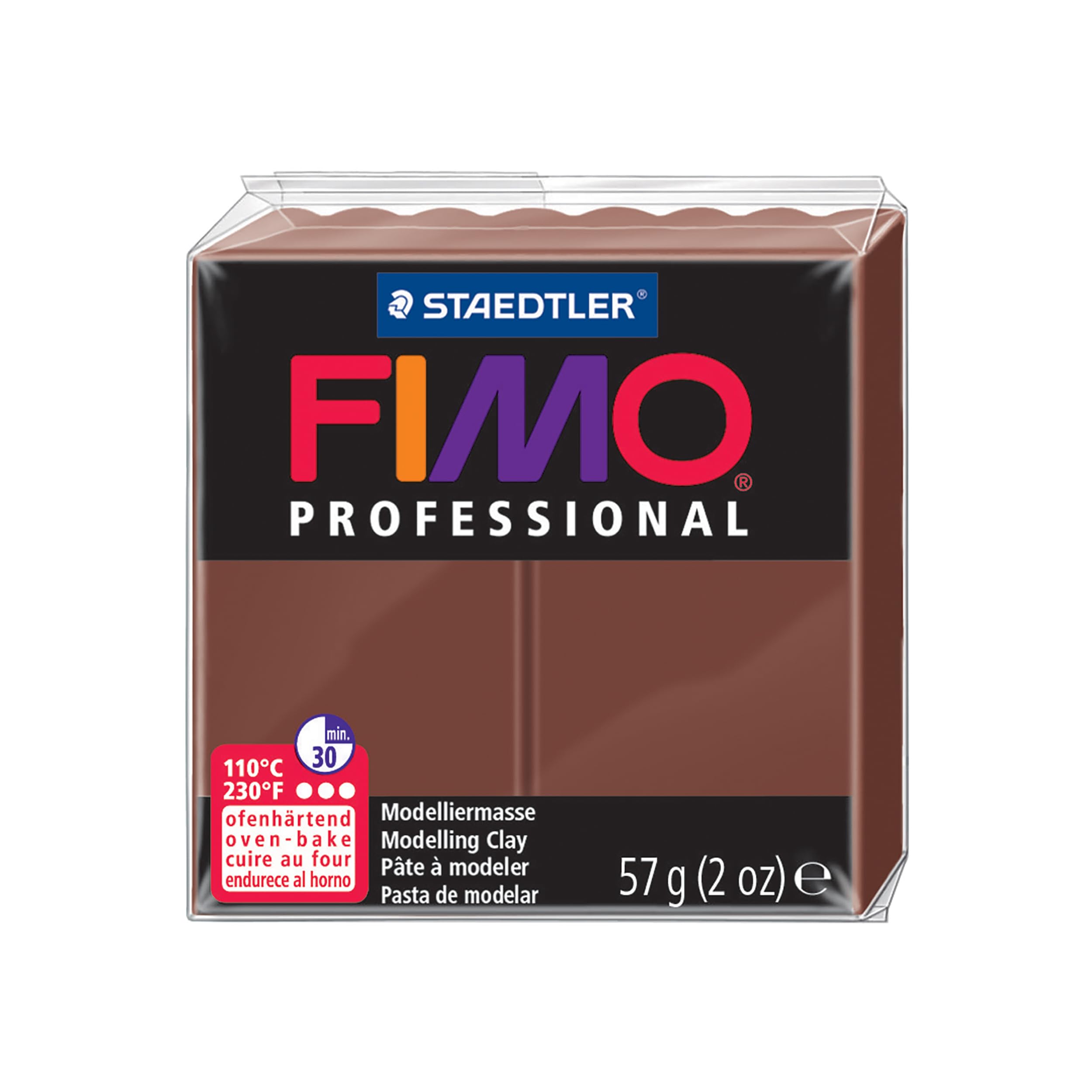 Staedtler Fimo Professional Oven-Bake Polymer Clay - 57g Chocolate Brown for DIY Crafts, Jewelry Making & Sculpting - Non-Toxic Modeling Clay for Artists & Hobbyists