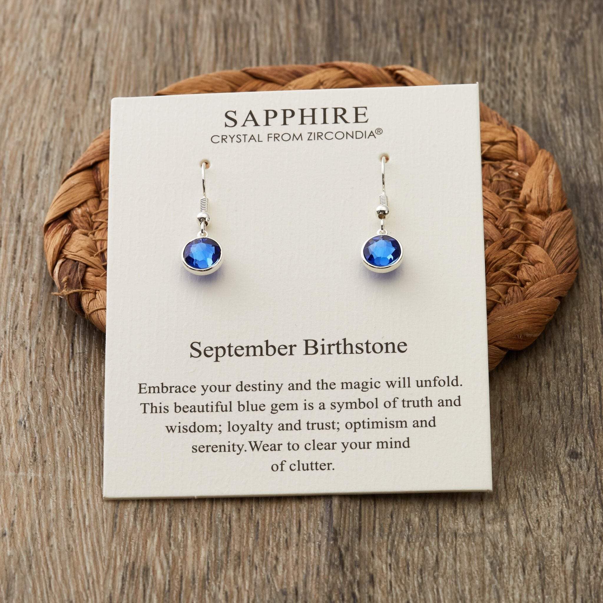 Sapphire Zirconia Drop Earrings - September Birthstone Jewelry for Women