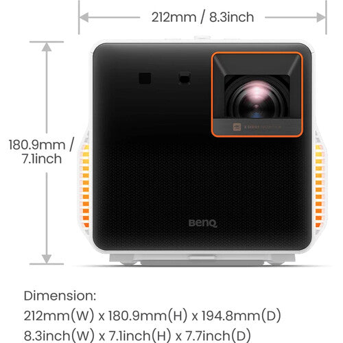 BenQ X300G 4K UHD Short Throw Gaming Projector - 2000 Lumens LED DLP Smart Home Theater for Movies & Gaming | Perfect for Living Rooms & Game Nights